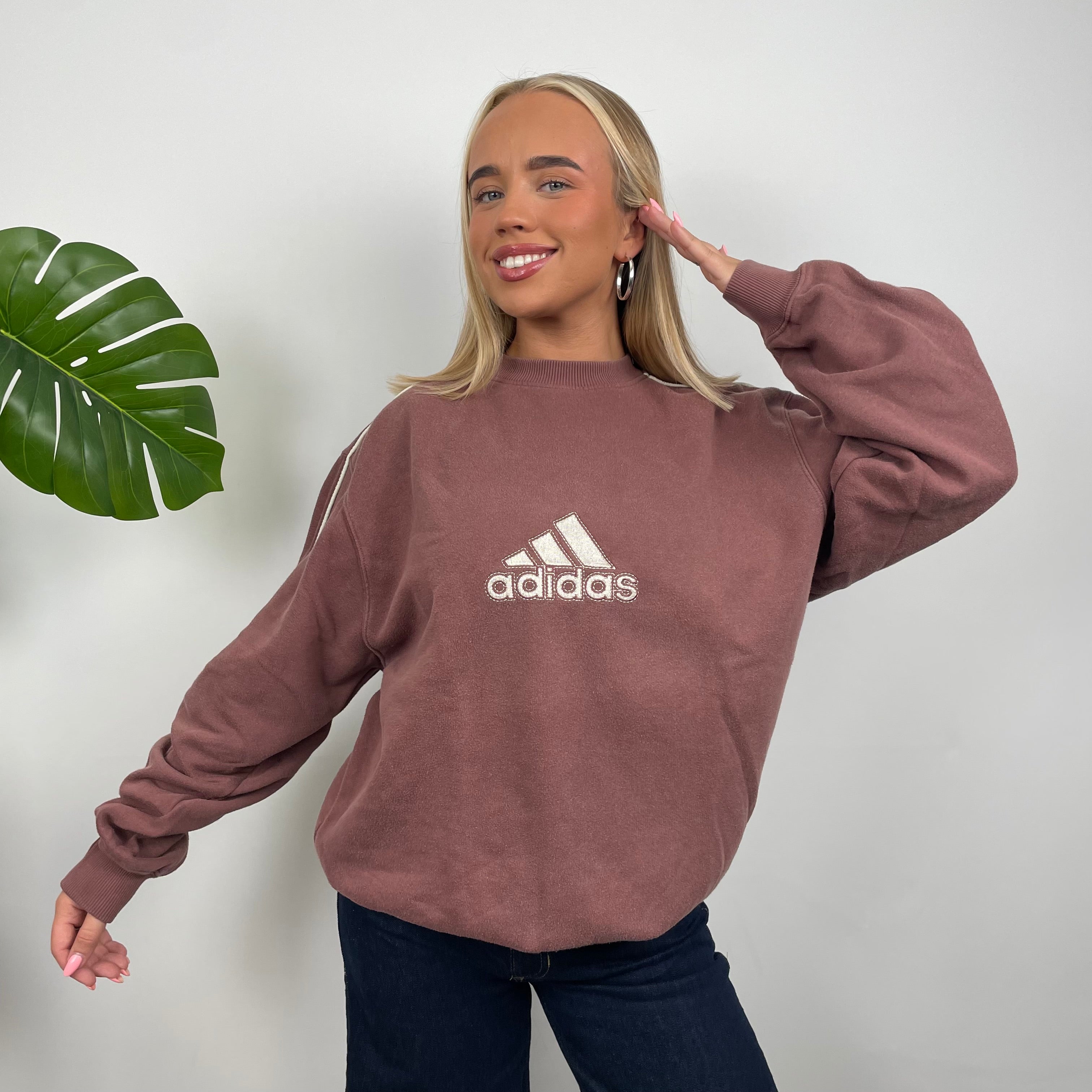 Adidas Maroon Embroidered Spell Out Sweatshirt (L)