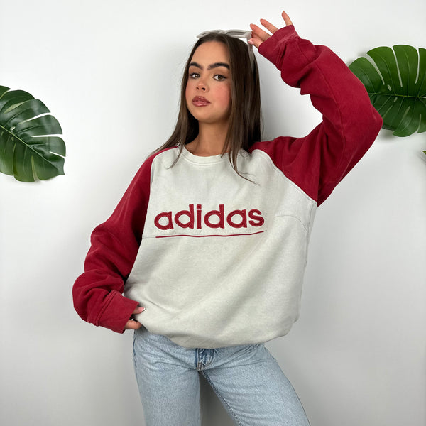 Adidas Grey Embroidered Spell Out Sweatshirt (XL)