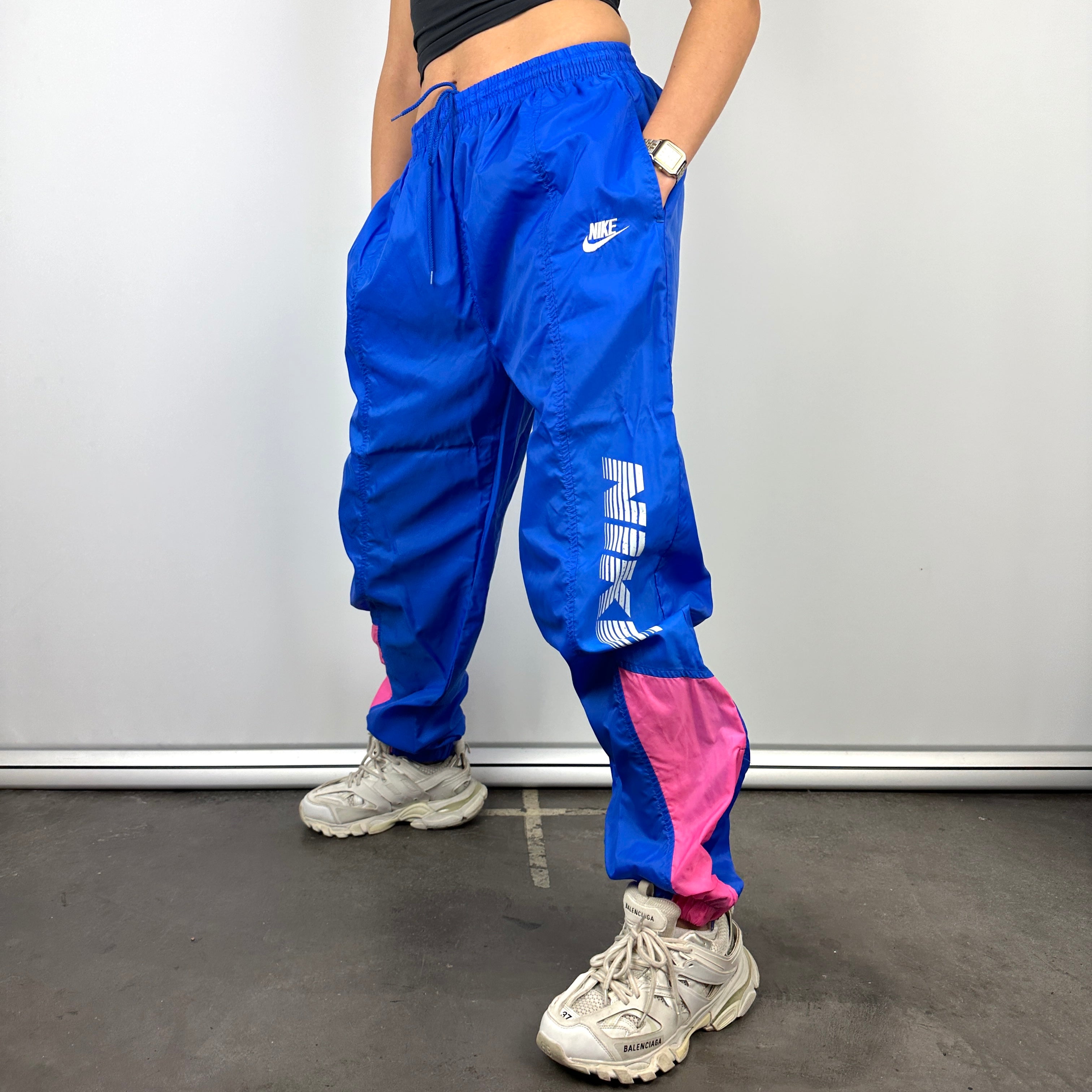 Nike Blue Embroidered Spell Out Track Pants (L)