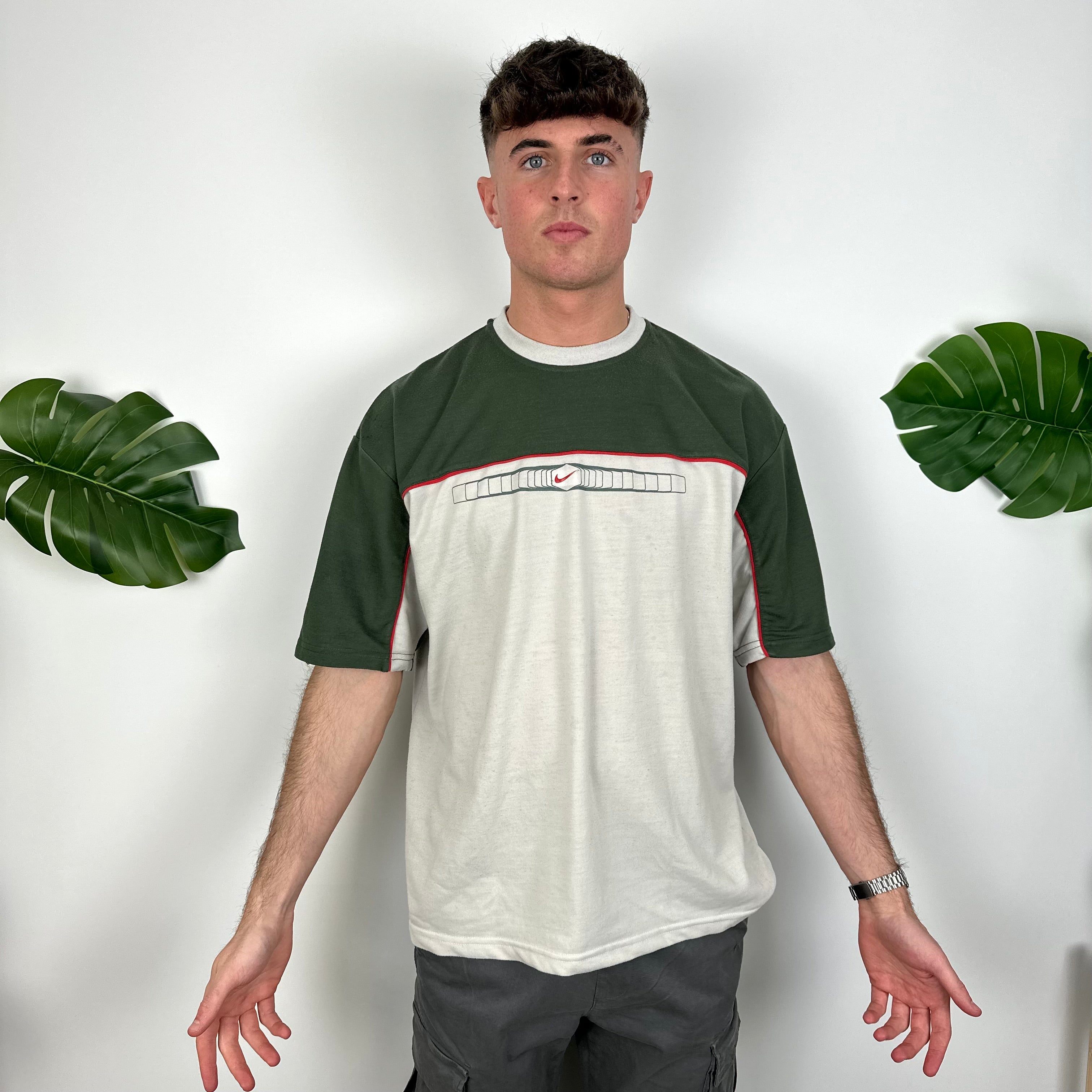 Nike Grey & Green Swoosh T Shirt (L)