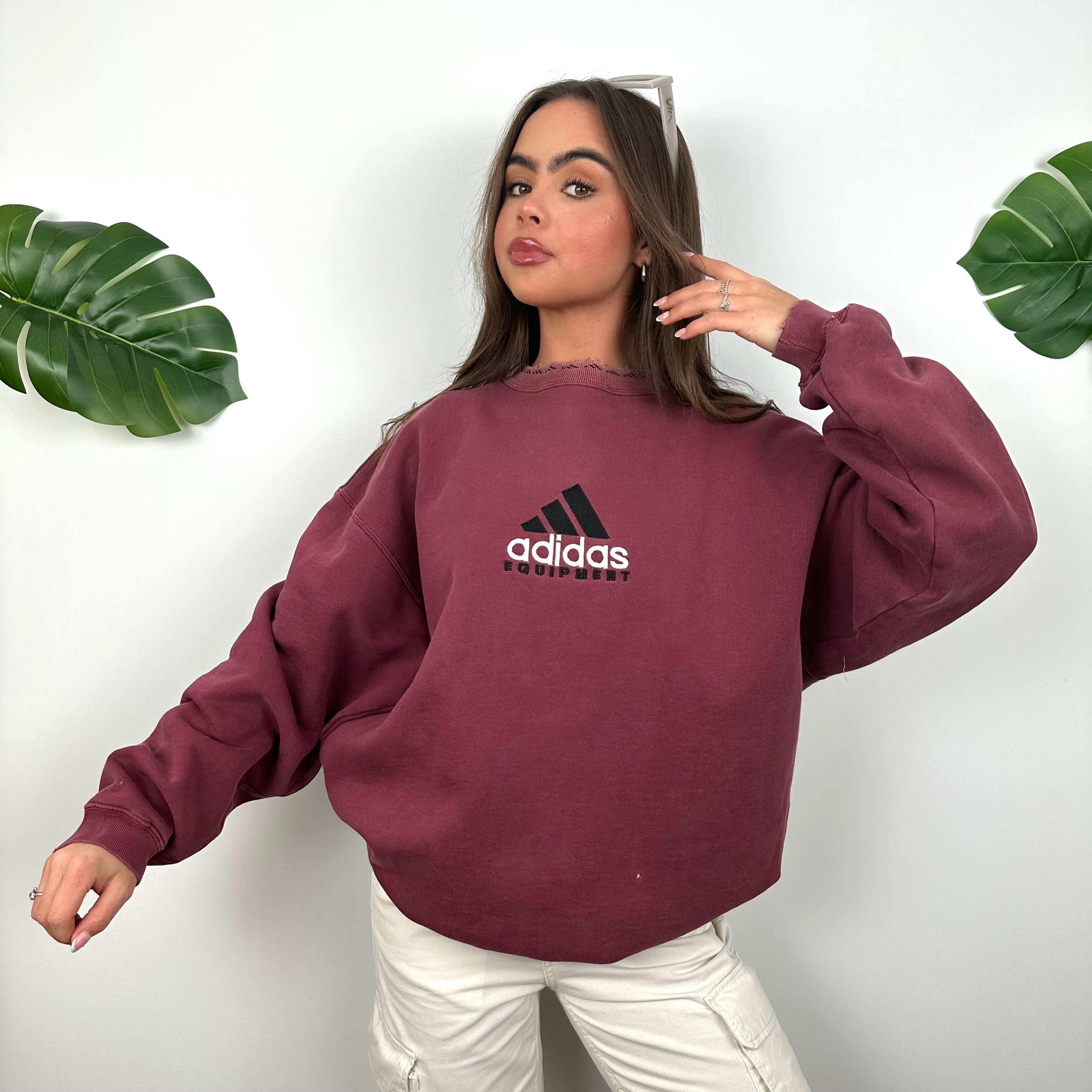 Adidas Equipment Maroon Embroidered Spell Out Sweatshirt (L)