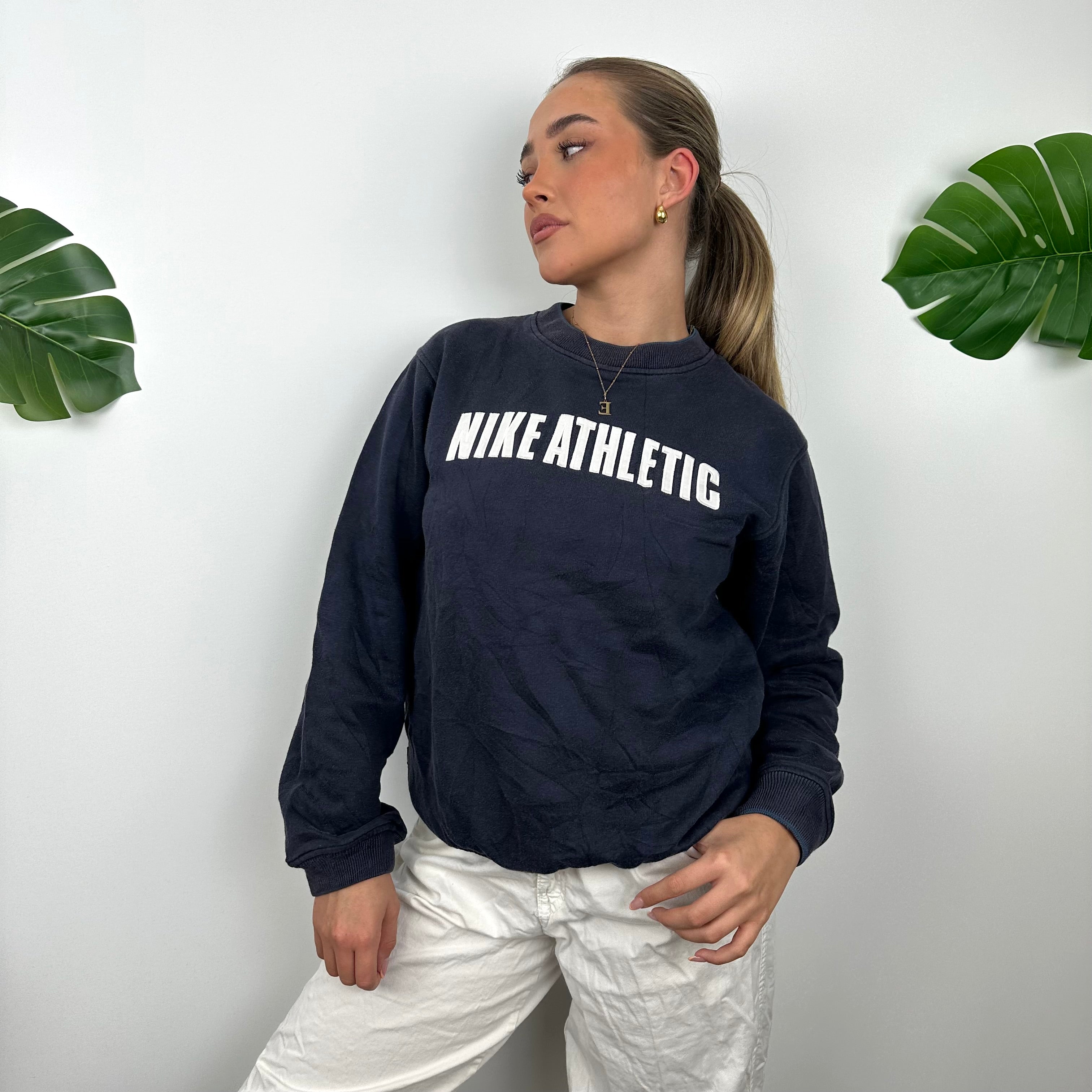 Nike Athletic Navy Embroidered Spell Out Sweatshirt (S)