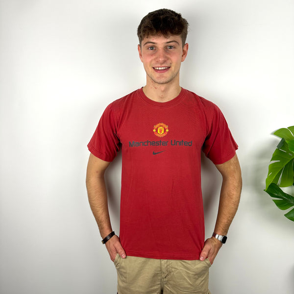 Nike x Manchester United Red Spell Out T Shirt (S)