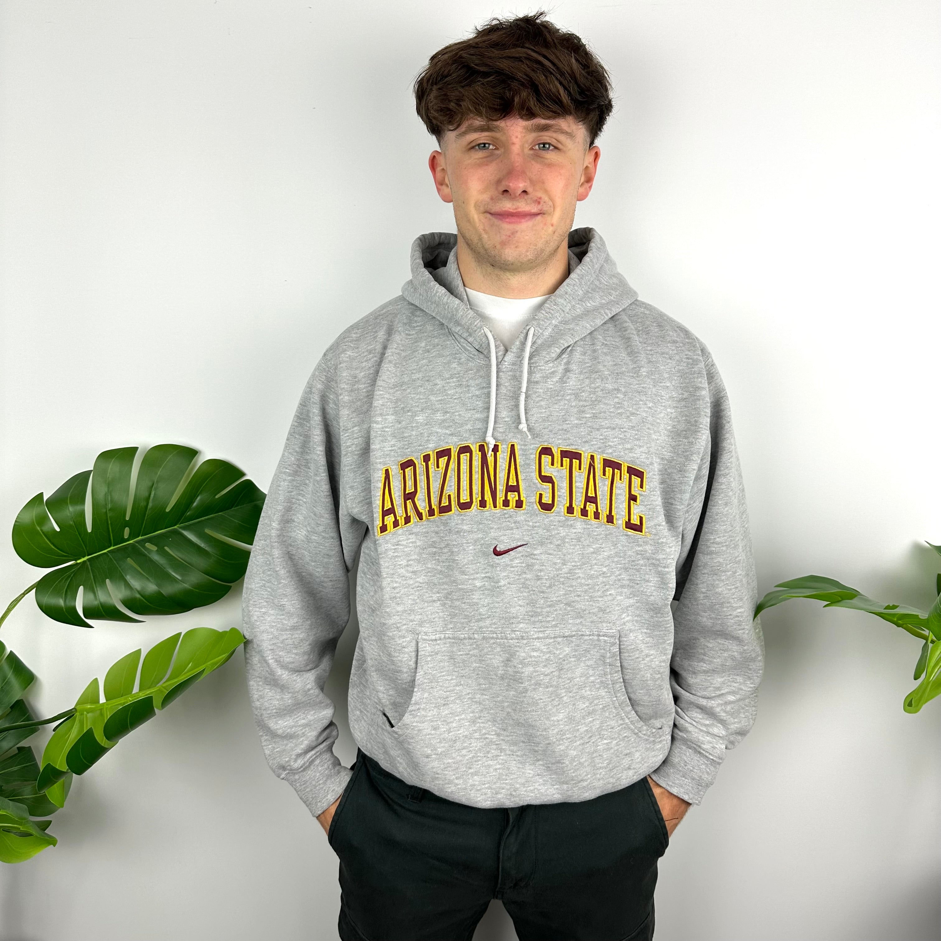 Nike x Arizona State Grey Embroidered Spell Out Hoodie (M)