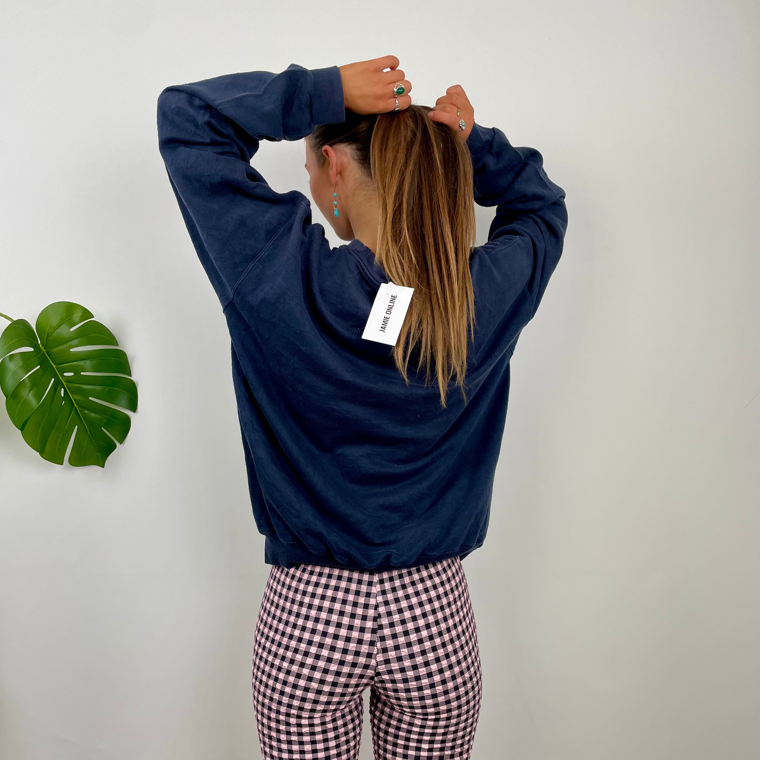 Timberland RARE Blue Embroidered Spell Out Sweatshirt (M)