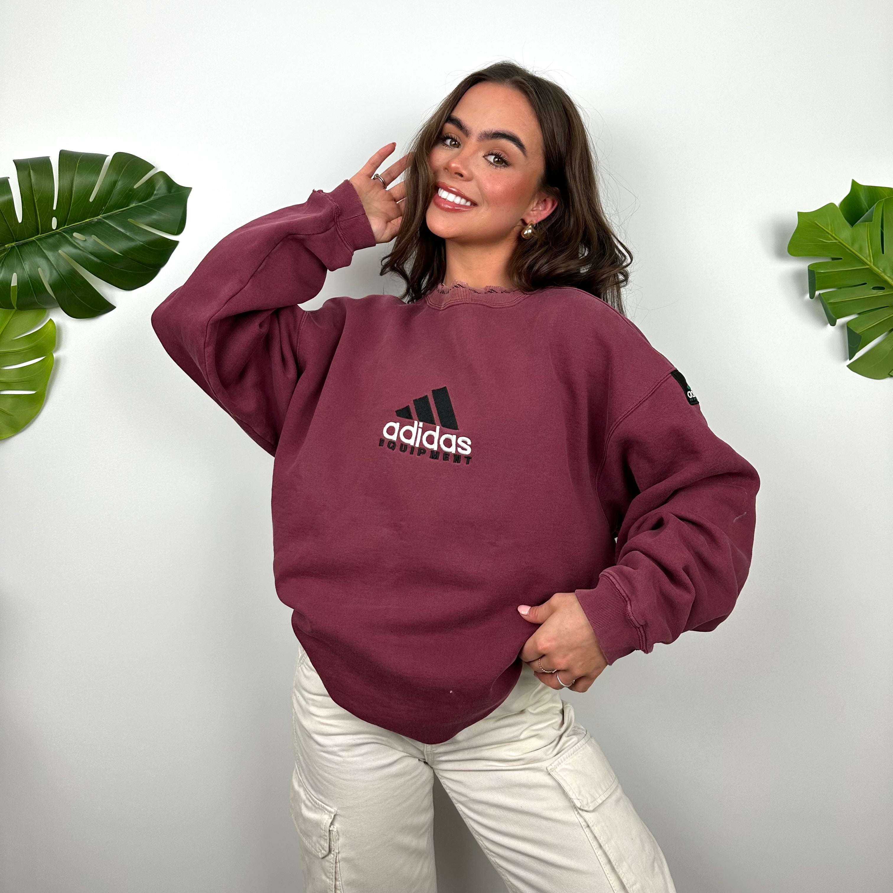 Adidas Equipment Maroon Embroidered Spell Out Sweatshirt (L)