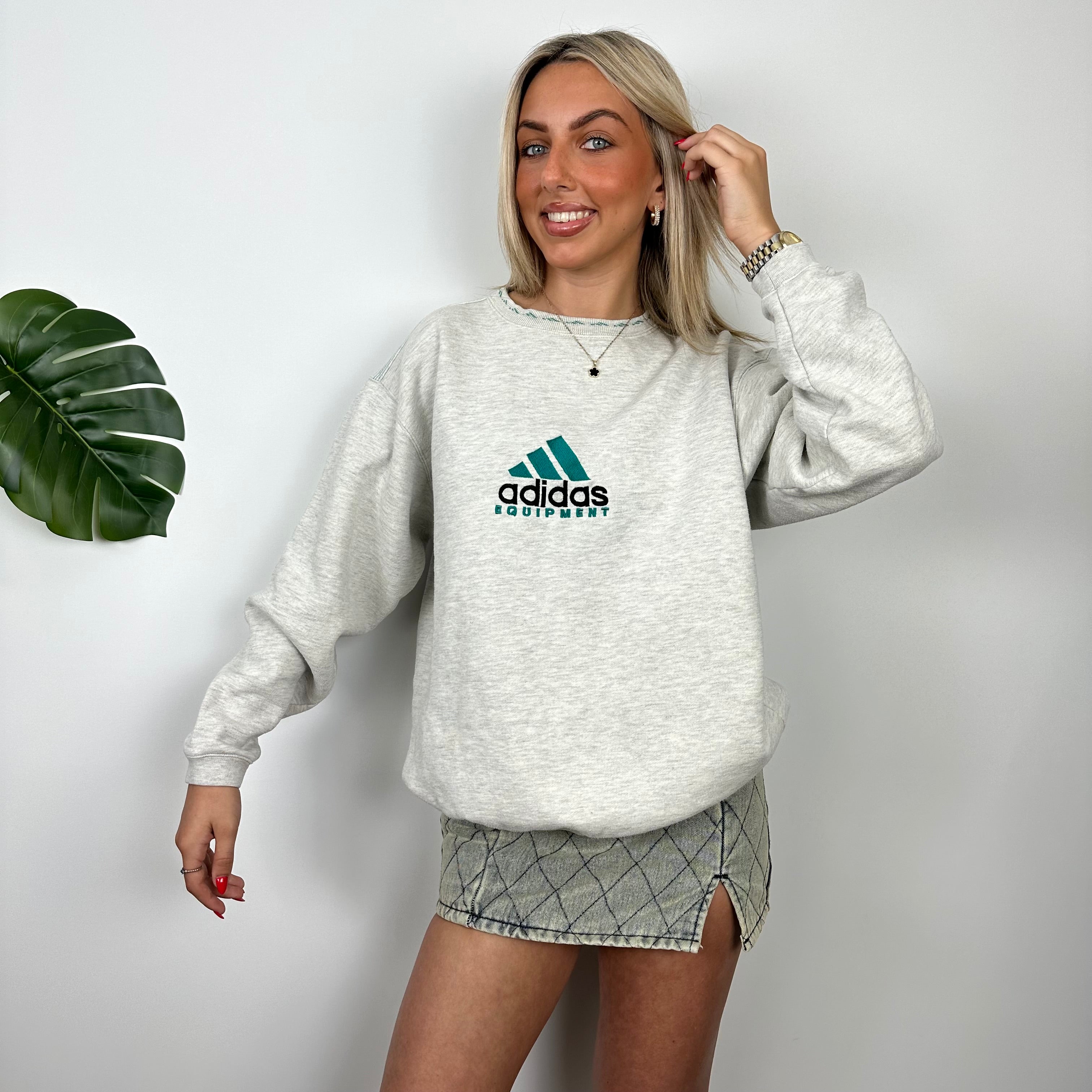 Adidas Equipment Grey Embroidered Spell Out Sweatshirt (M)