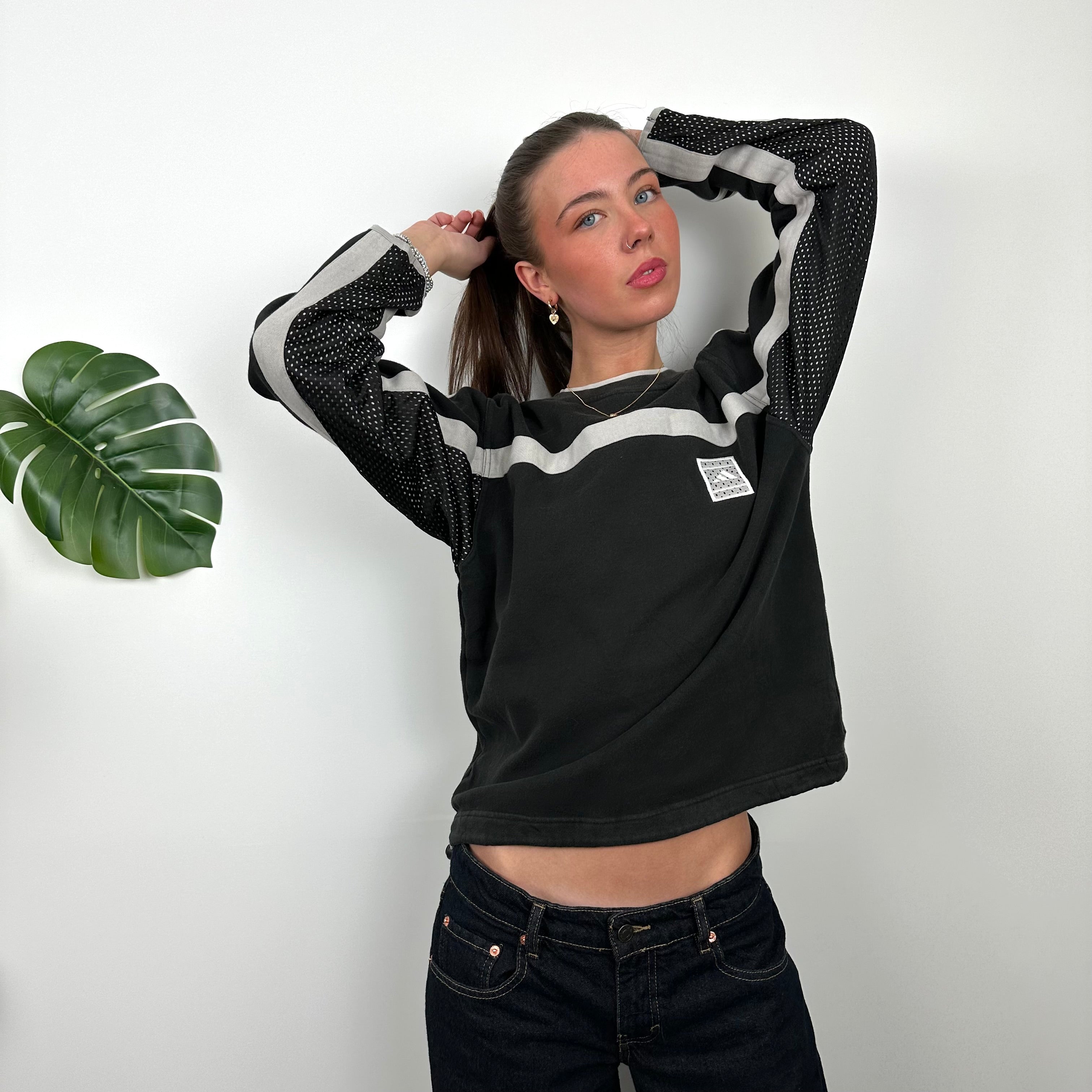 Adidas Black Embroidered Spell Out Sweatshirt (S)