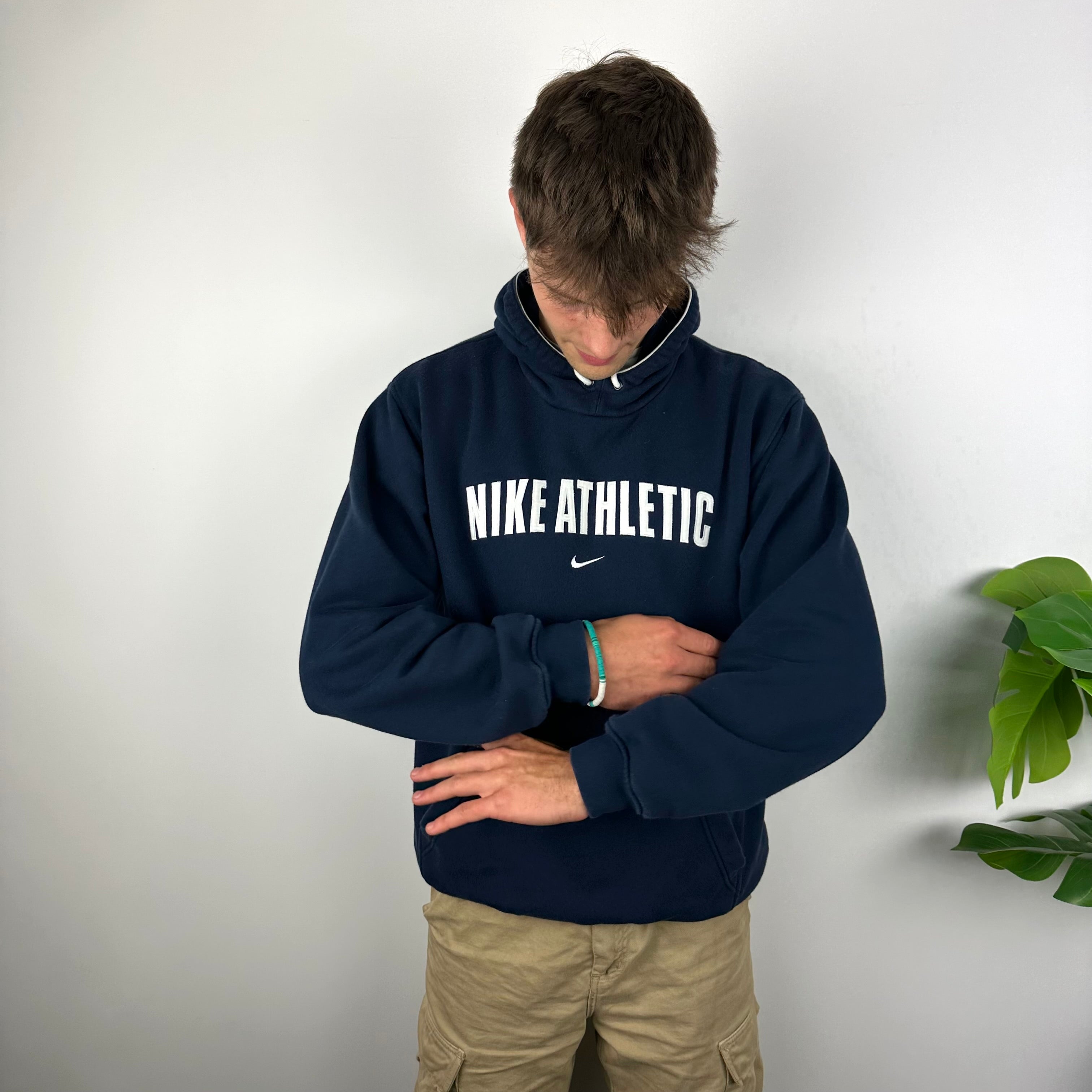 Nike Athletic Navy Embroidered Spell Out Hoodie (M)