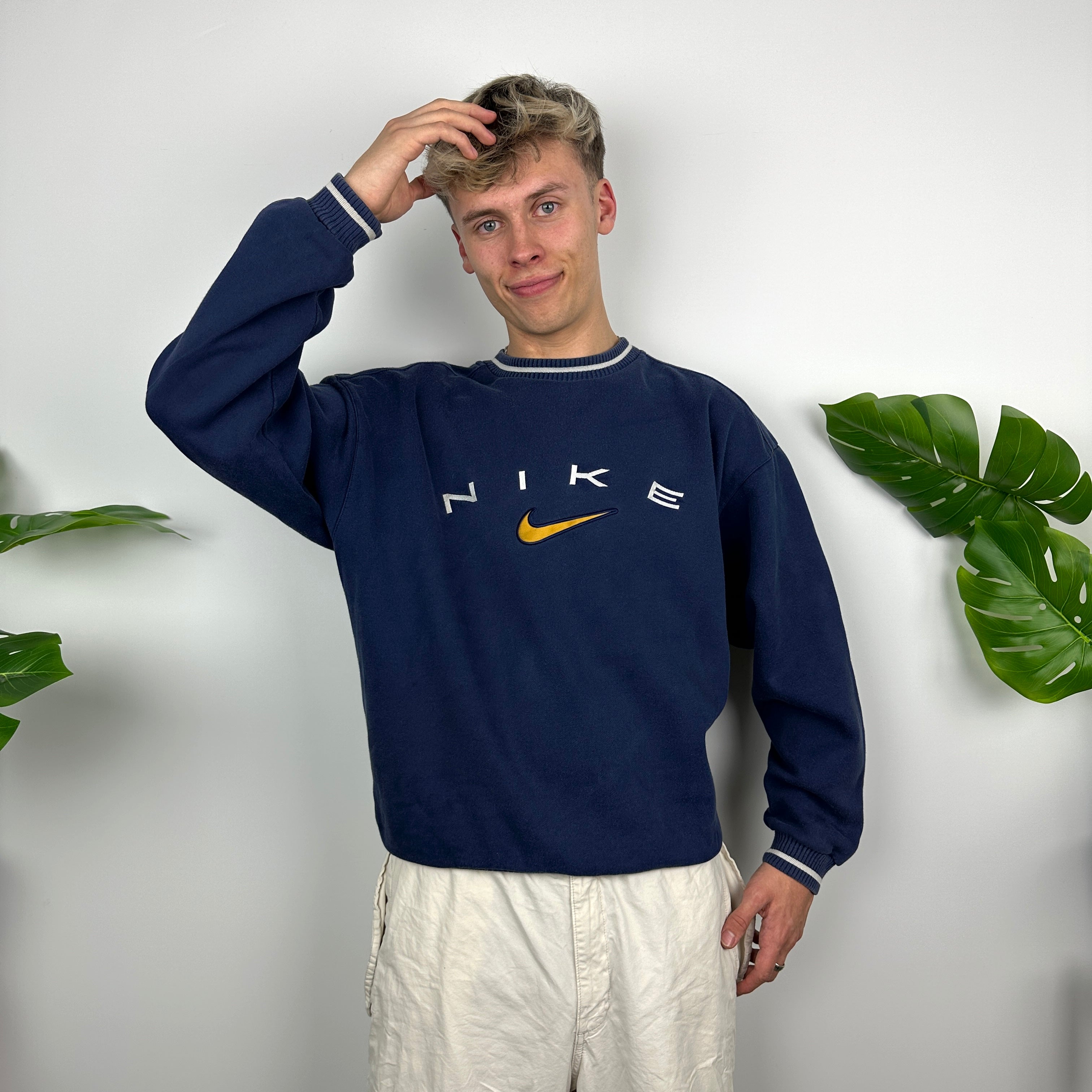 Nike Navy Embroidered Spell Out Sweatshirt (M)