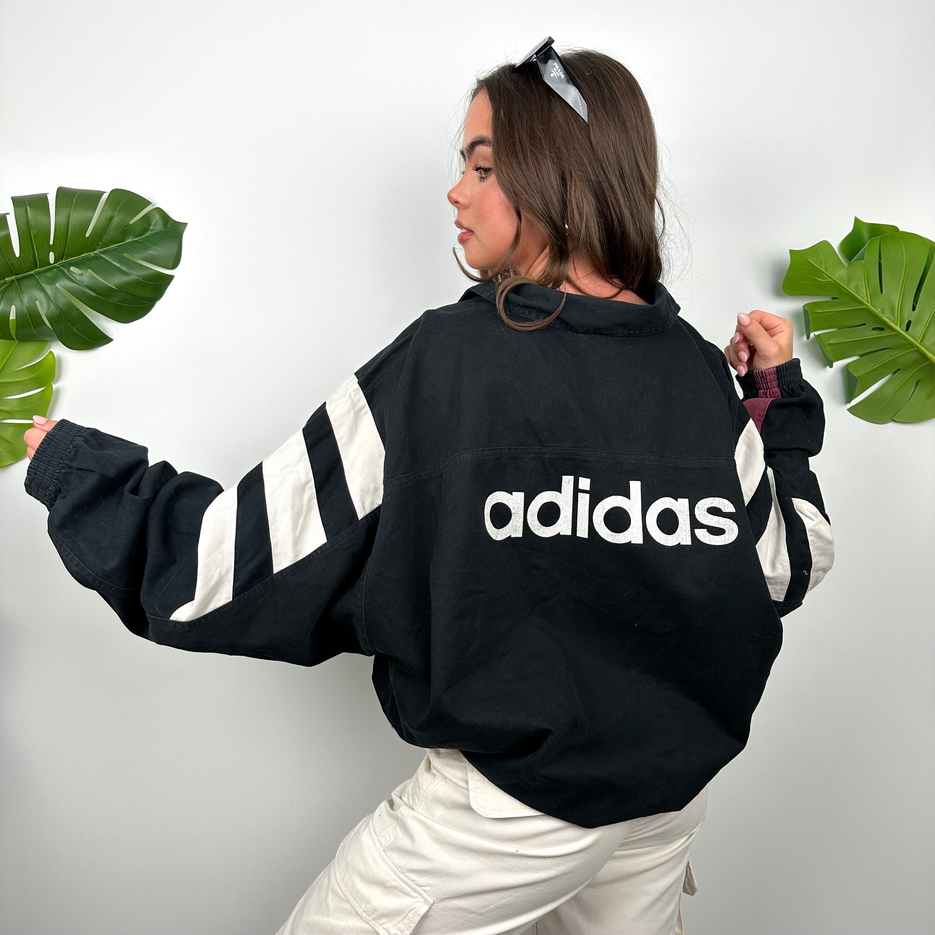 Adidas Colour Block Embroidered Spell Out Sweatshirt (L)