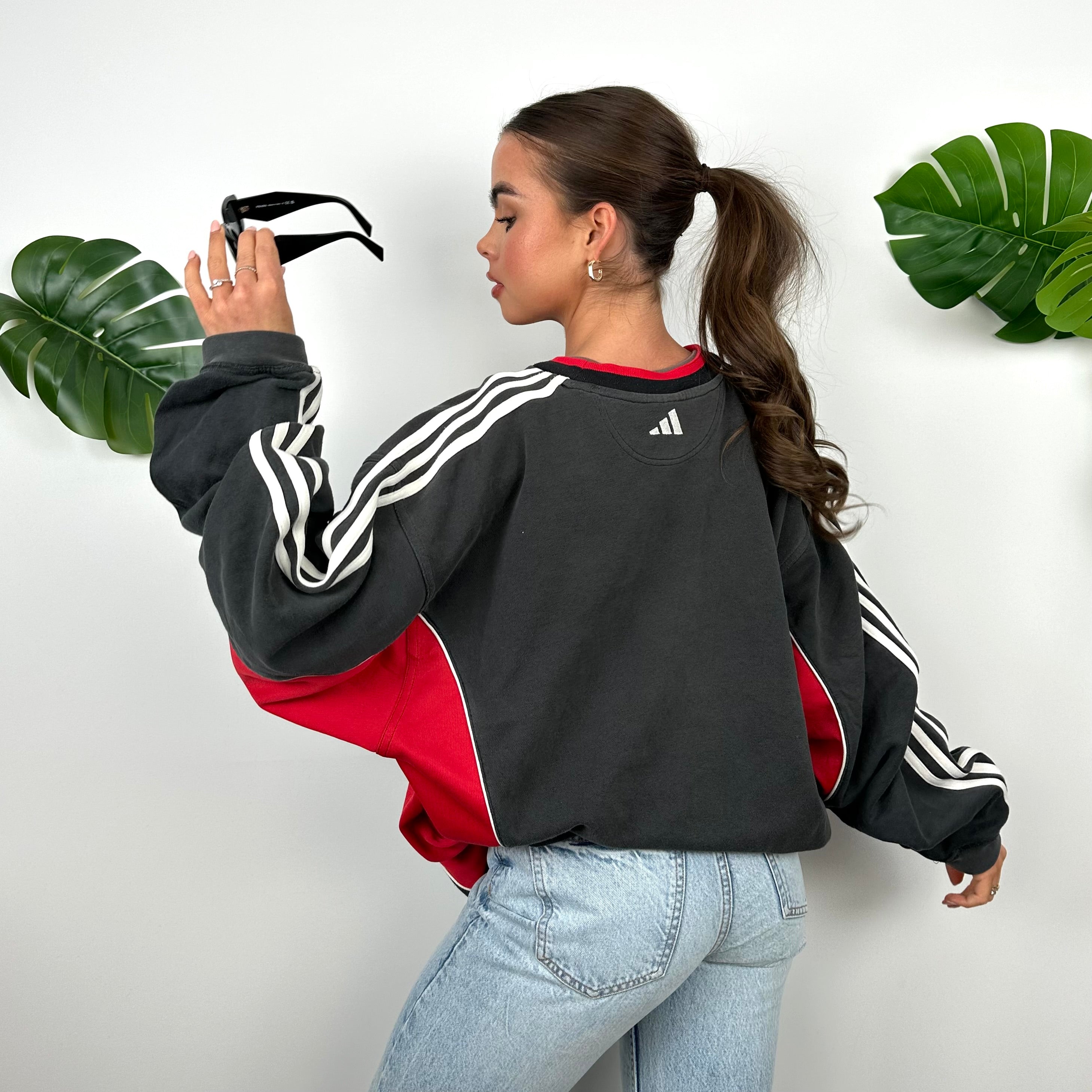 Adidas Black Embroidered Spell Out Sweatshirt (L)