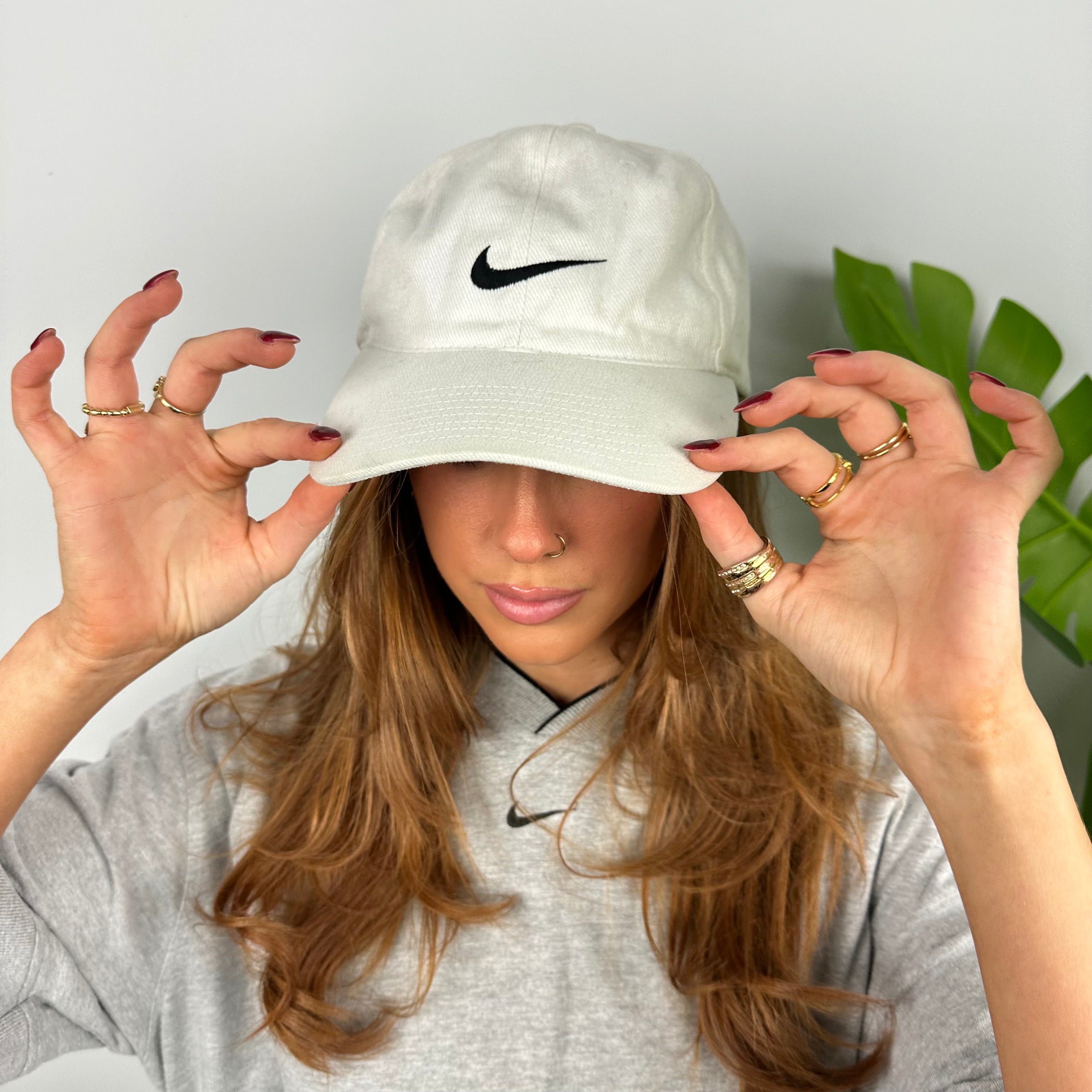 Nike White Embroidered Swoosh Cap