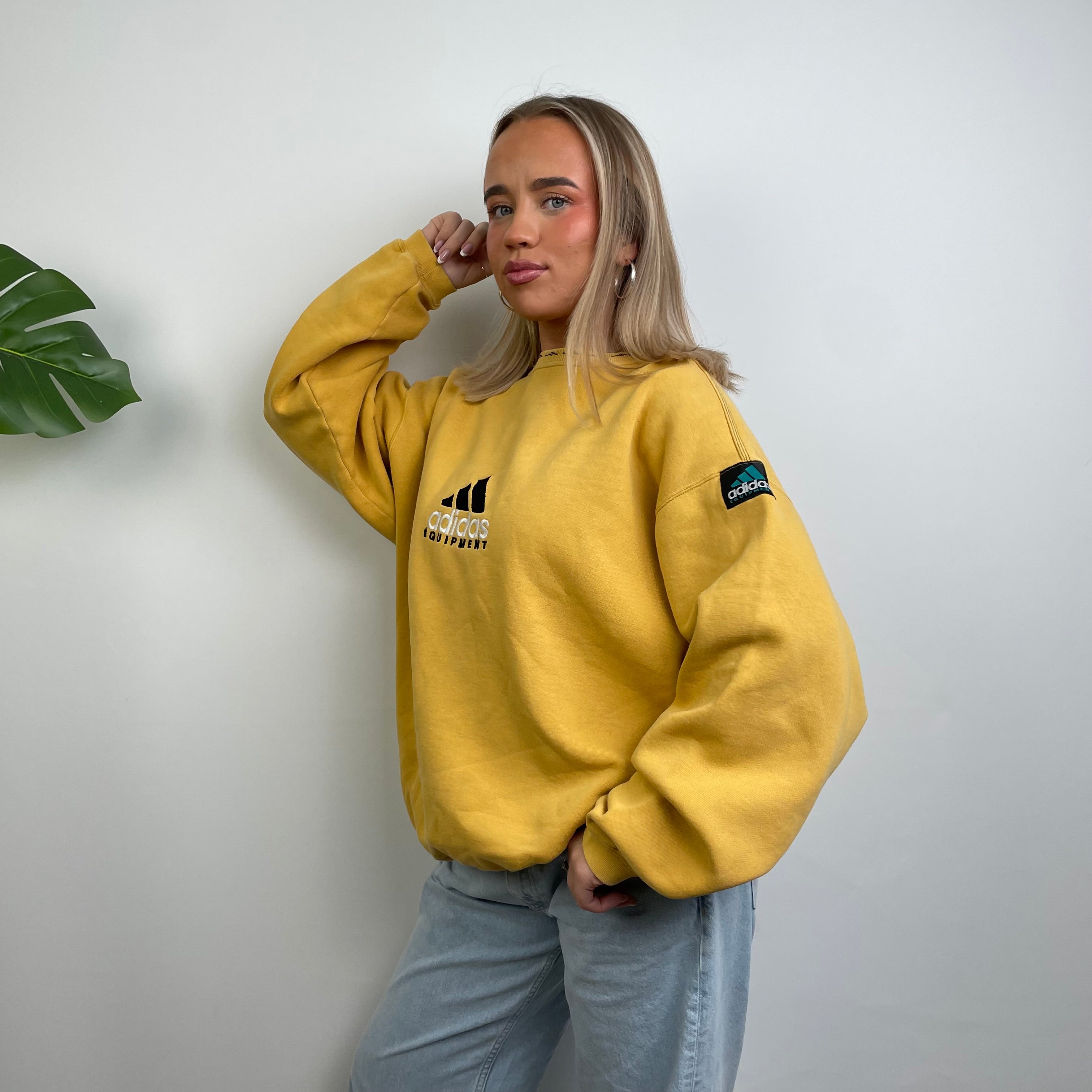 Adidas Equipment Yellow Embroidered Spell Out Sweatshirt (L)