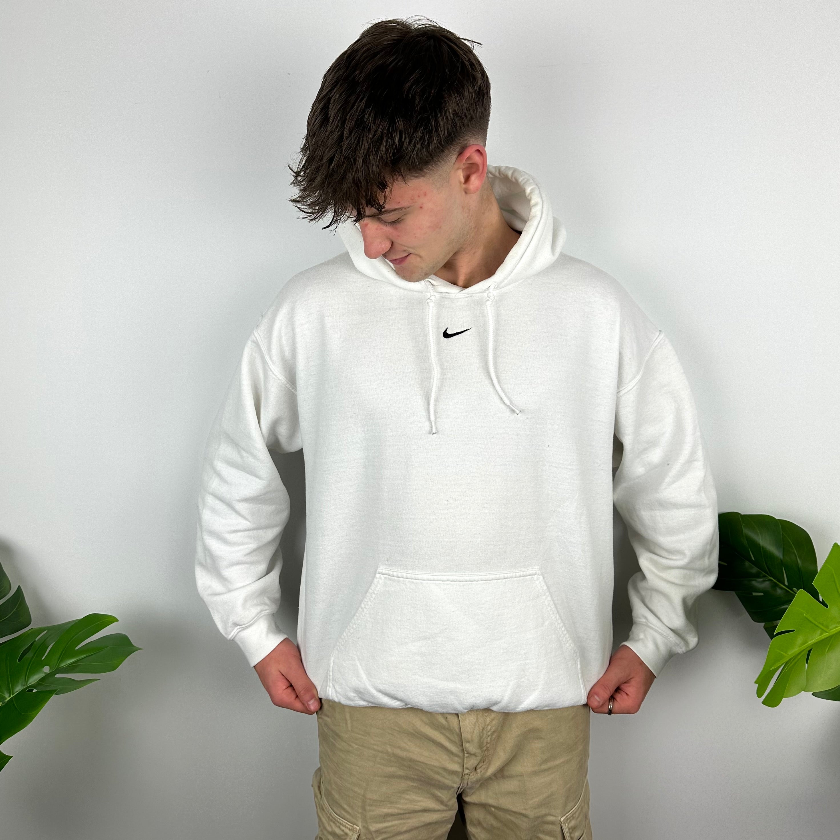 Nike White Embroidered Centre Swoosh Hoodie As Worn By Travis Scott (M)