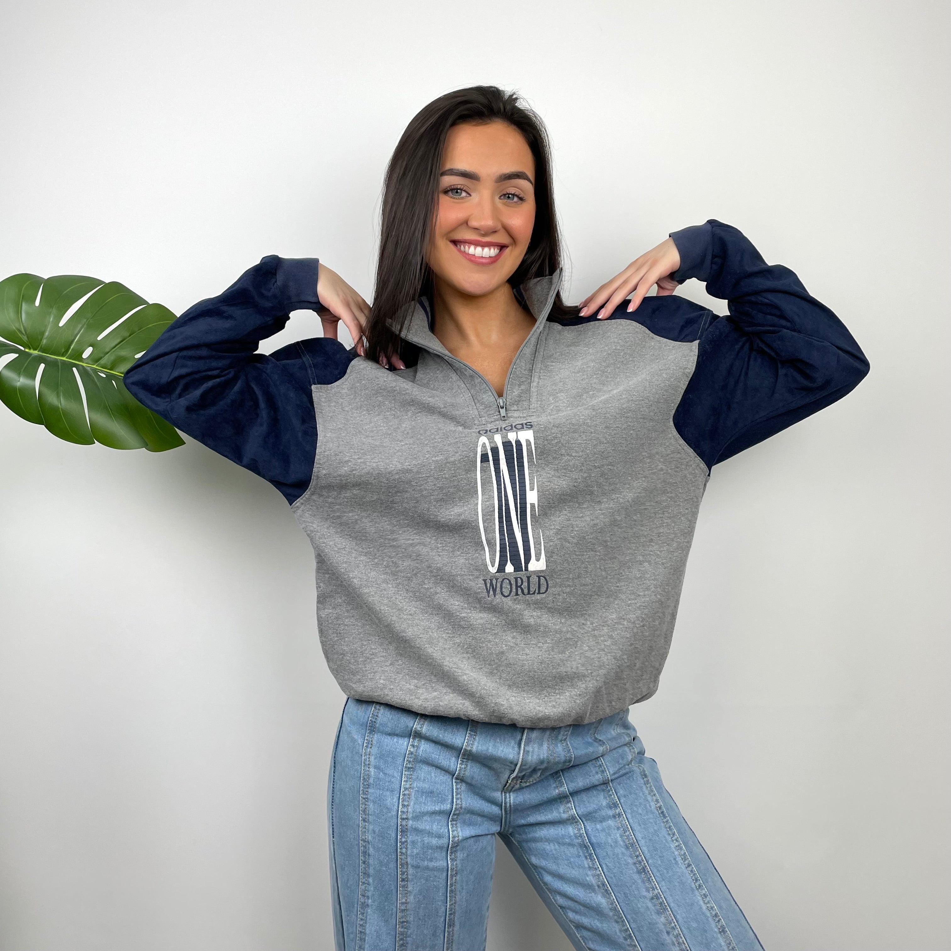 Adidas One World RARE Spell Out Quarter Zip Sweatshirt (M)