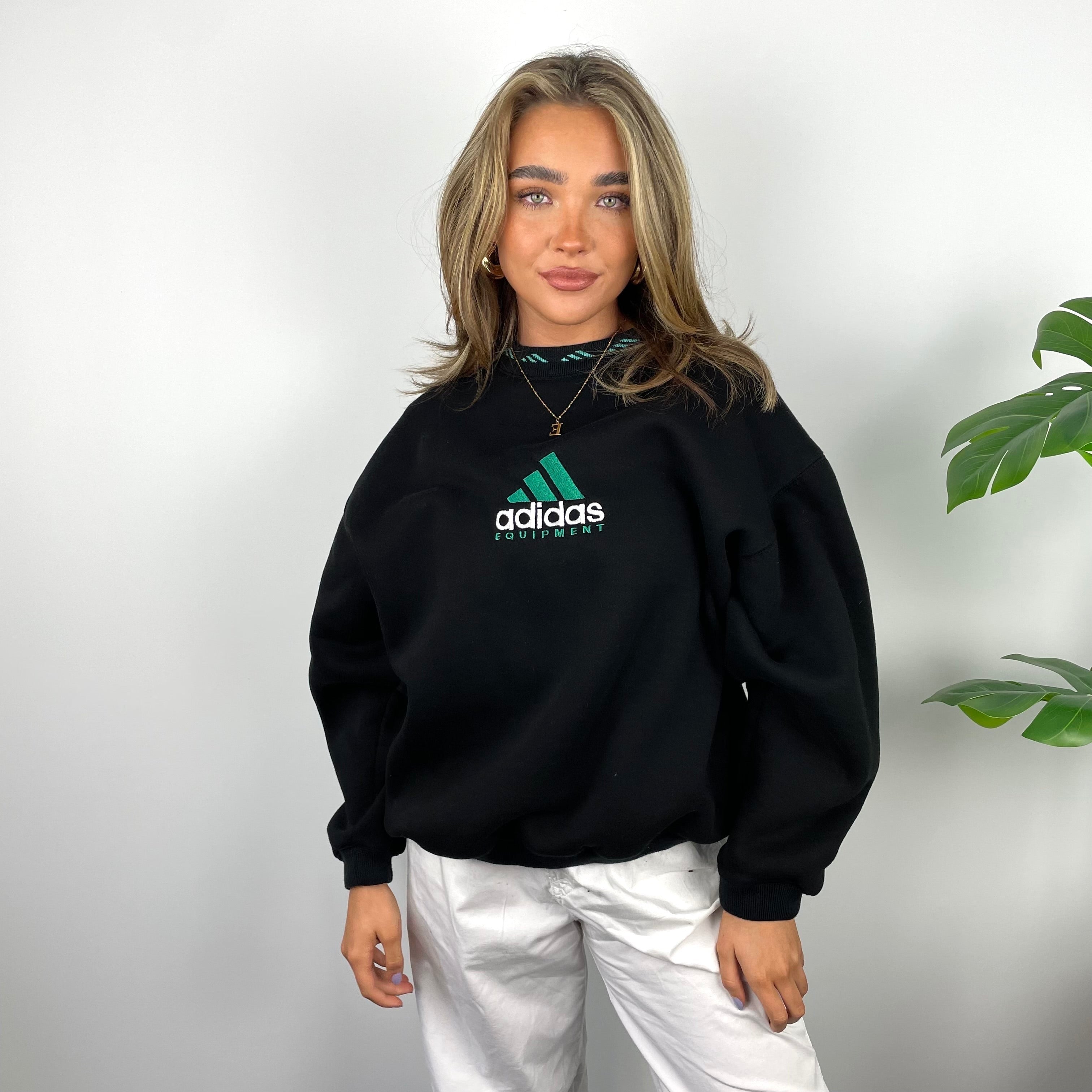 Adidas Equipment Black Embroidered Spell Out Sweatshirt (S)