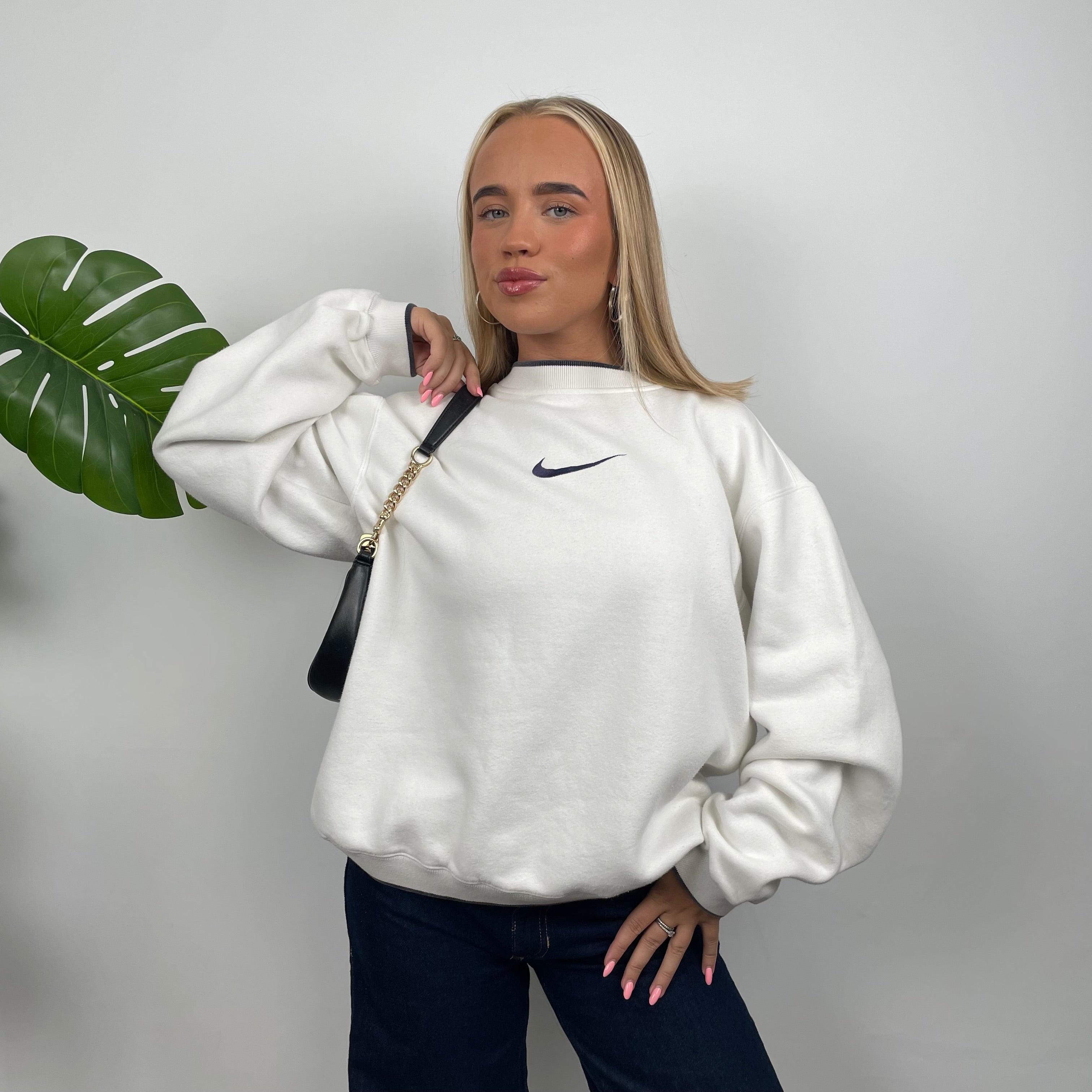 Nike White Embroidered Centre Swoosh Sweatshirt (M)