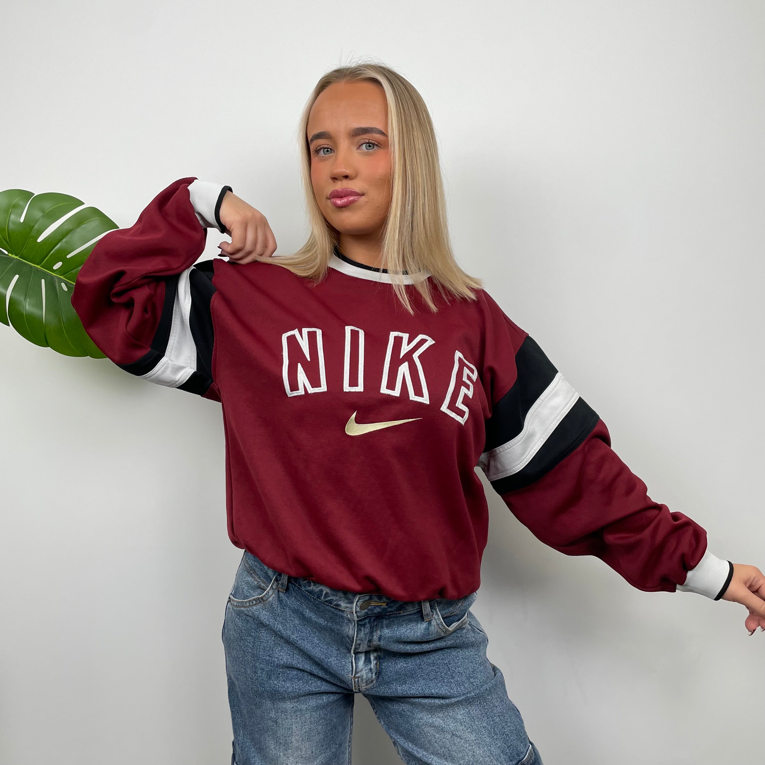 Nike Red Embroidered Spell Out Sweatshirt (S)