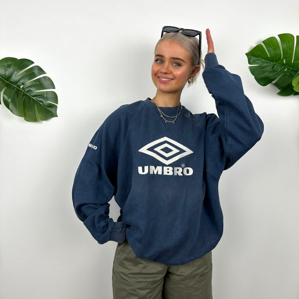 Umbro Navy Embroidered Spell Out Sweatshirt (M)