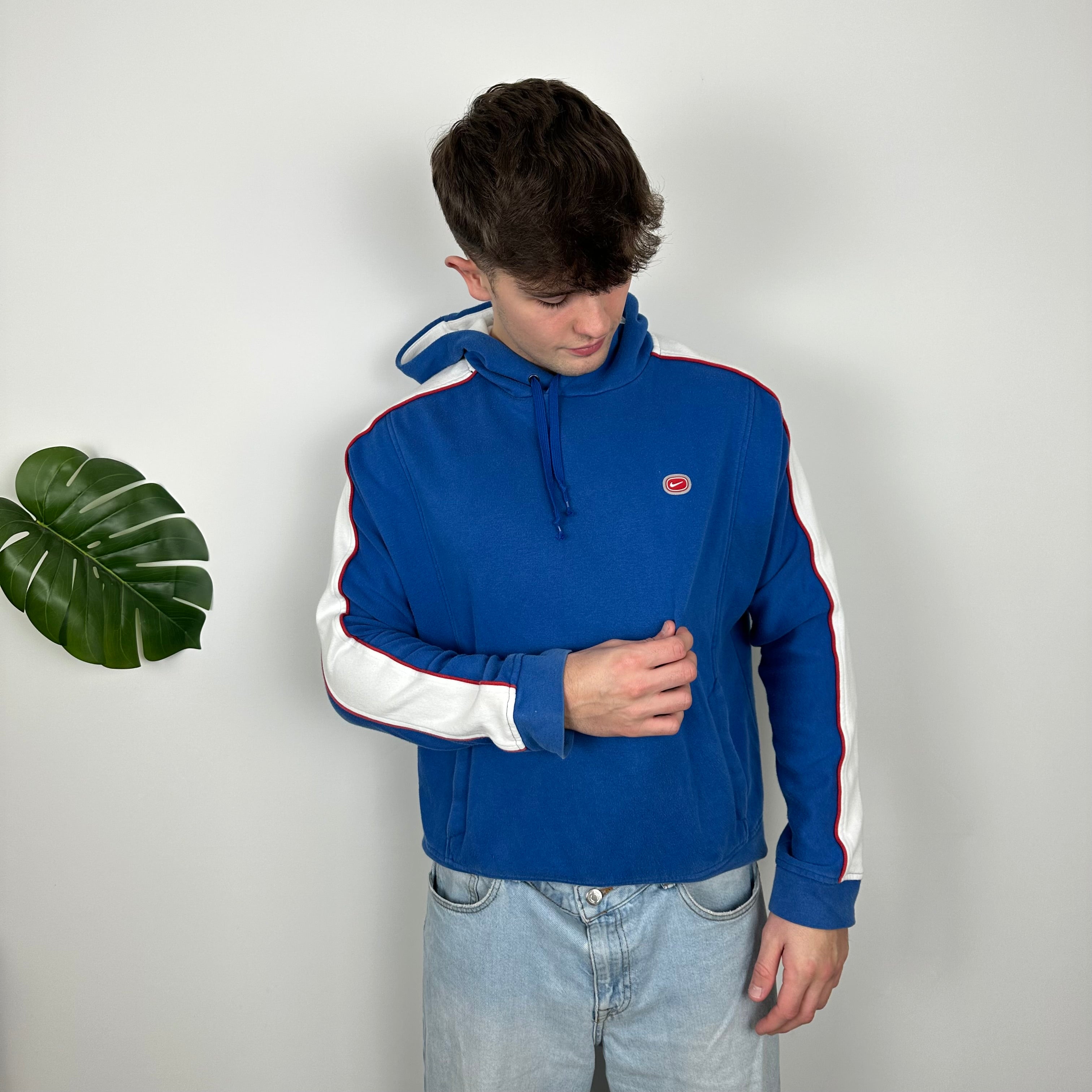 Nike Cortez Blue Embroidered Swoosh Hoodie (XL)