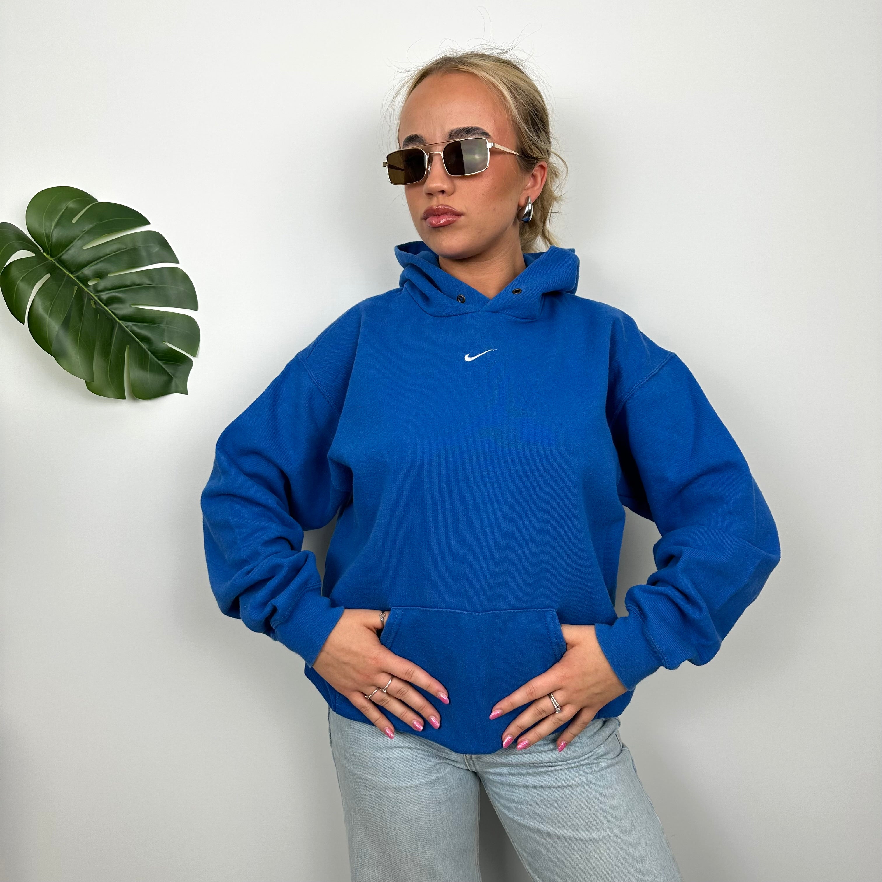 Nike Blue Embroidered Centre Swoosh Hoodie (M)