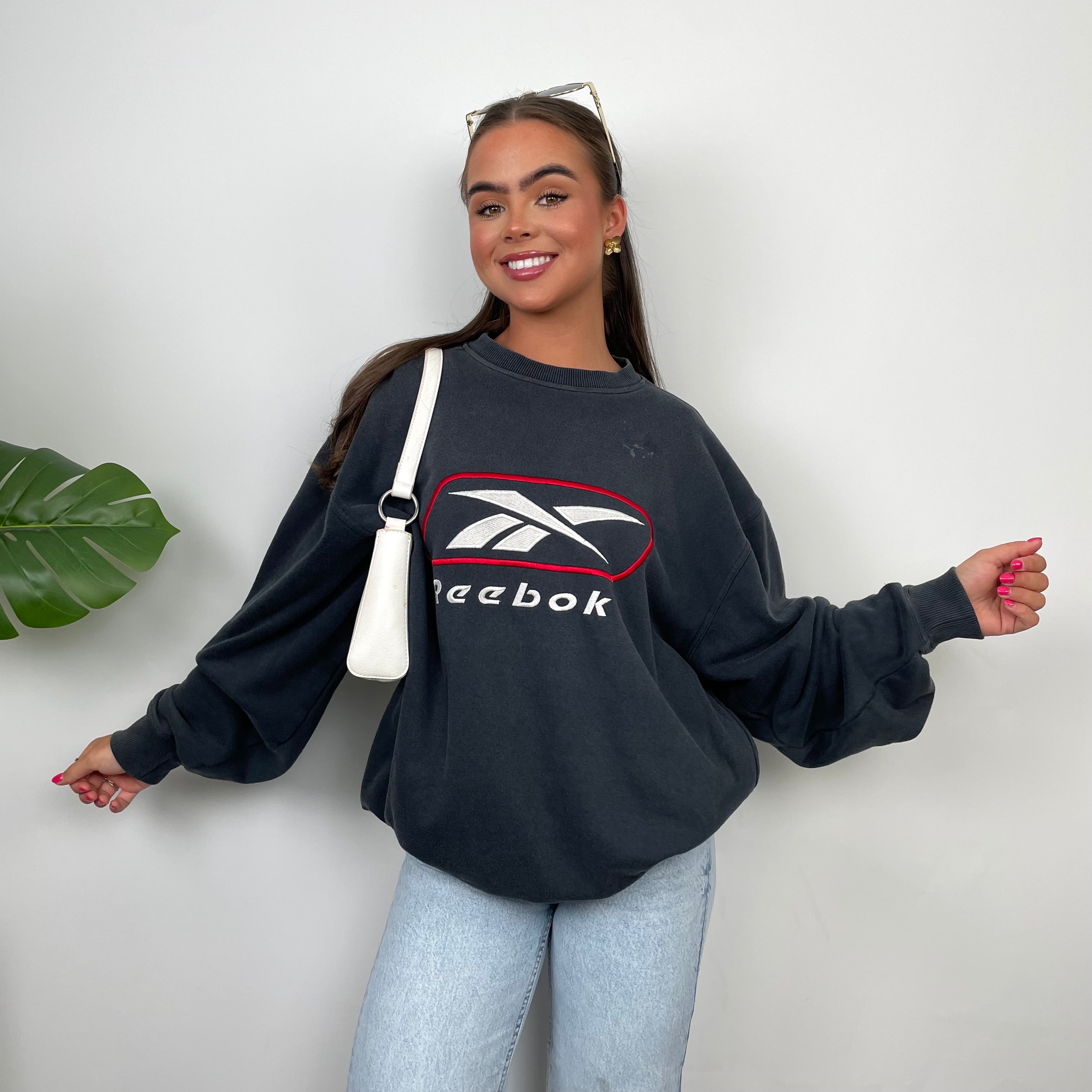 Reebok Black Embroidered Spell Out Sweatshirt (M)