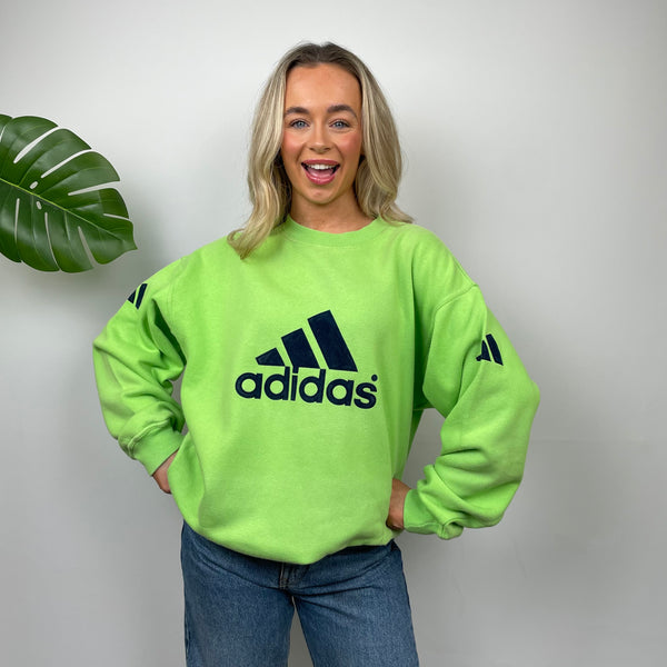 Adidas RARE Green Embroidered Spell Out Sweatshirt (S)