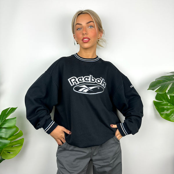 Reebok Navy Embroidered Spell Out Sweatshirt (M)