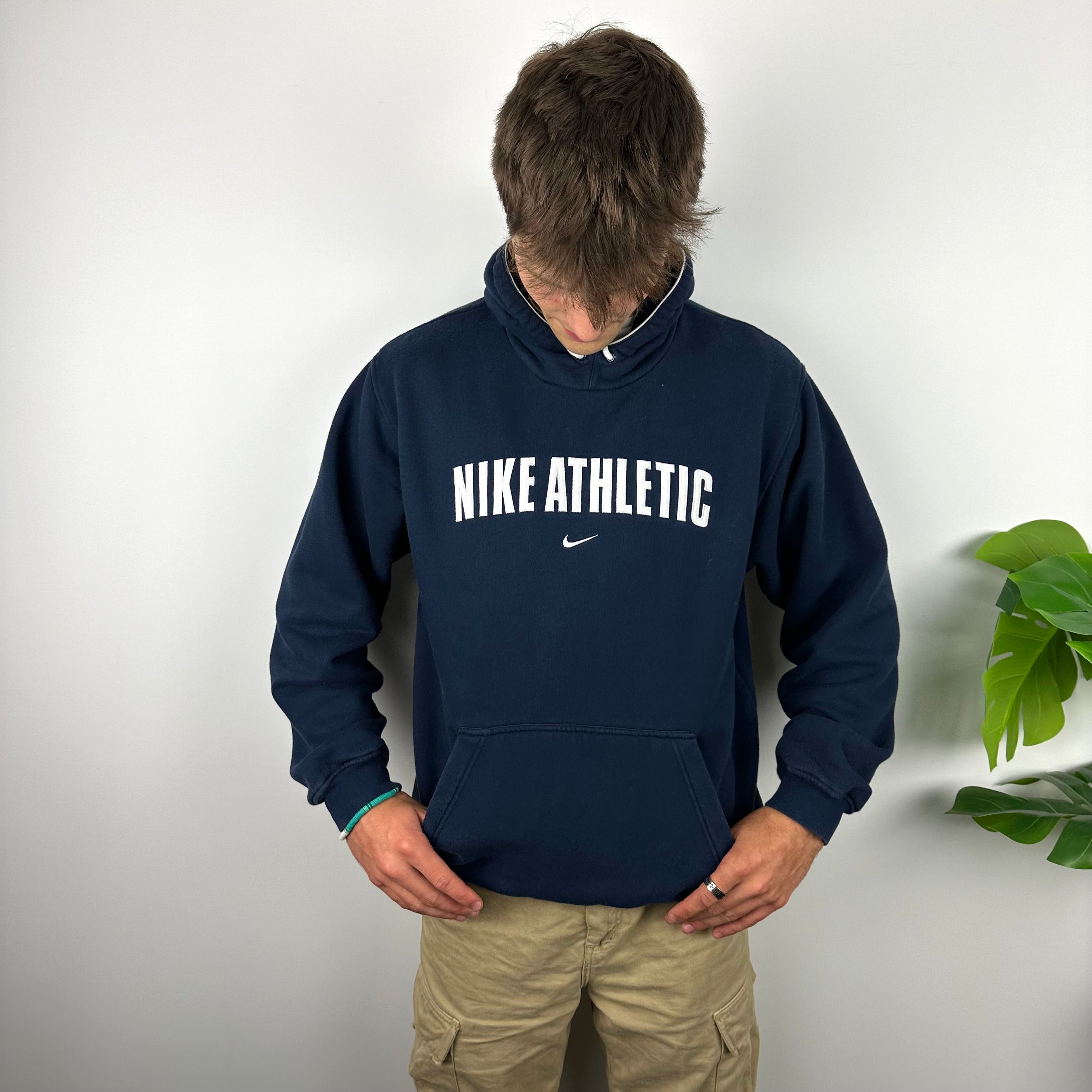 Nike Athletic Navy Embroidered Spell Out Hoodie (M)