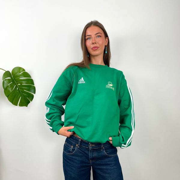 Adidas Green Embroidered Spell Out Sweatshirt (M)