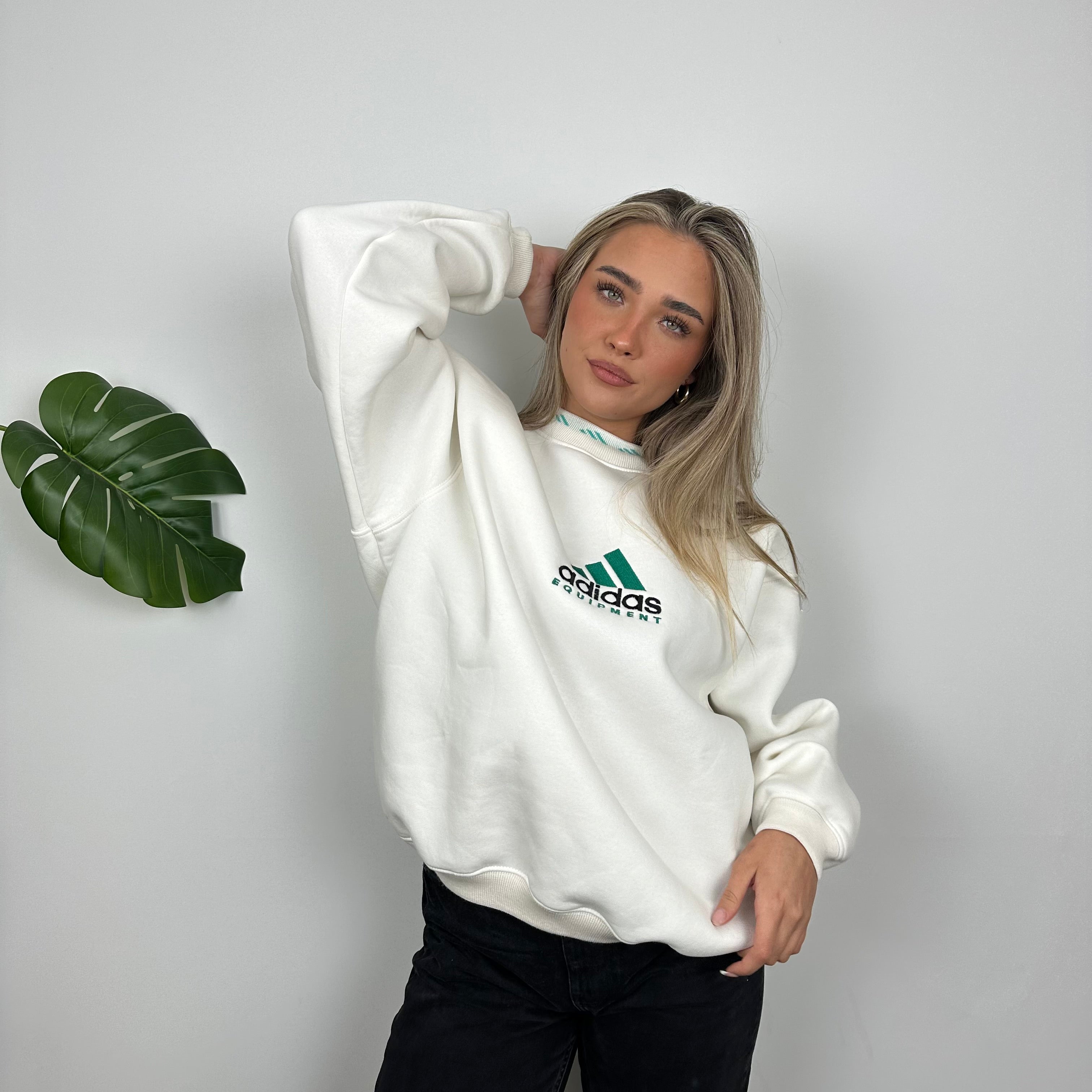 Adidas Equipment White Embroidered Spell Out Sweatshirt (M)
