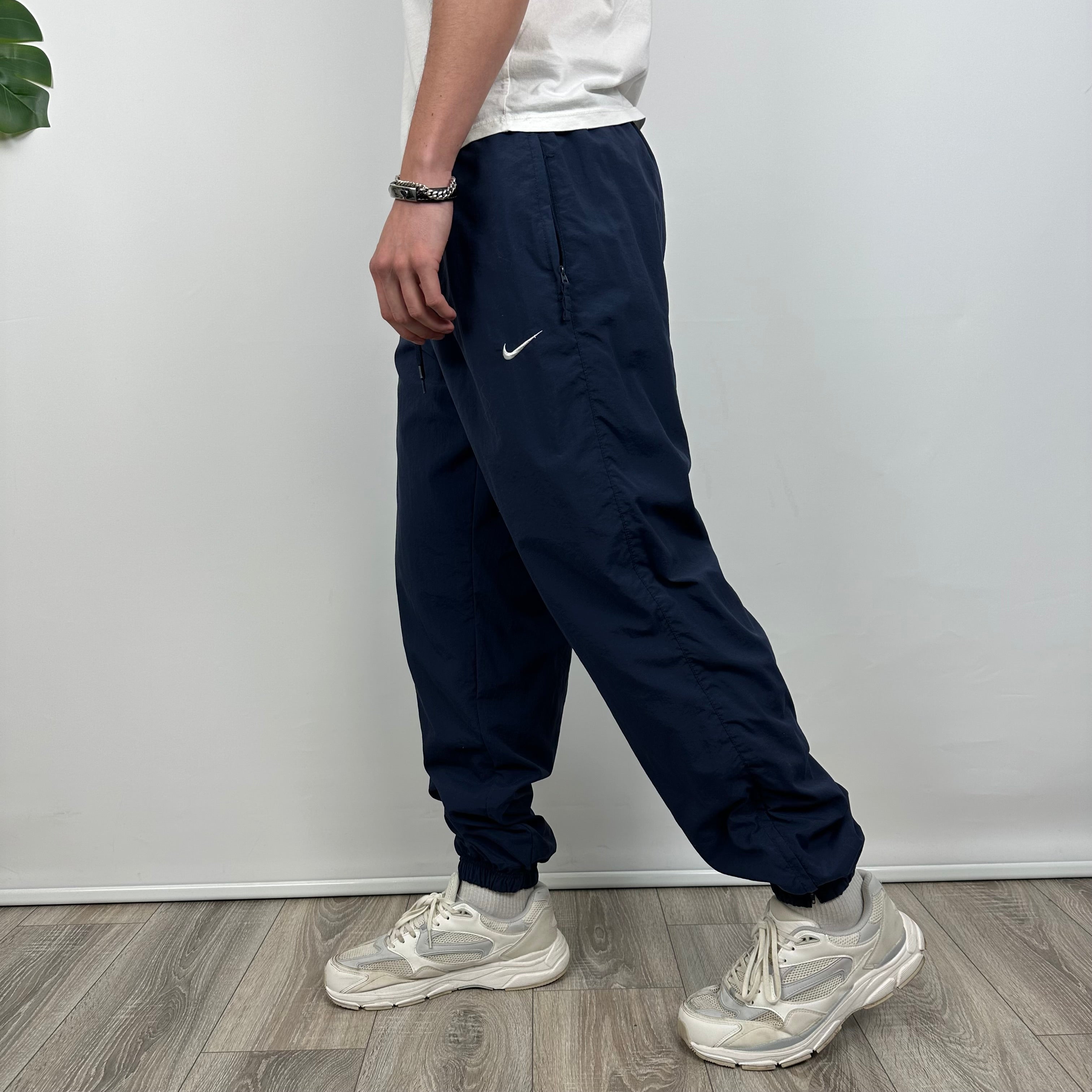 Nike Navy Embroidered Swoosh Track Pants (L)