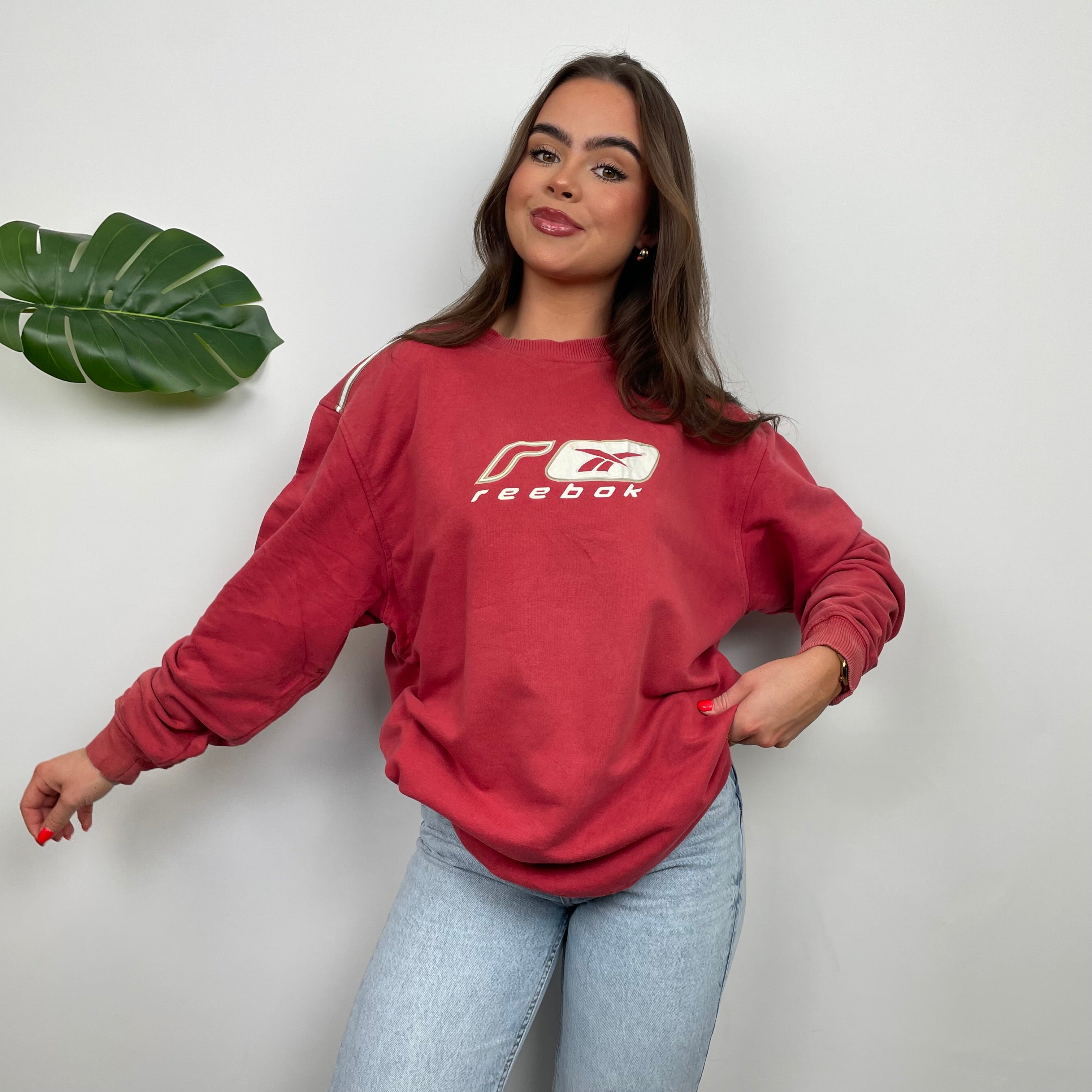 Reebok Red Embroidered Spell Out Sweatshirt (M)