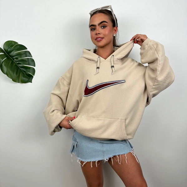 Nike Cream Embroidered Swoosh Hoodie (L)