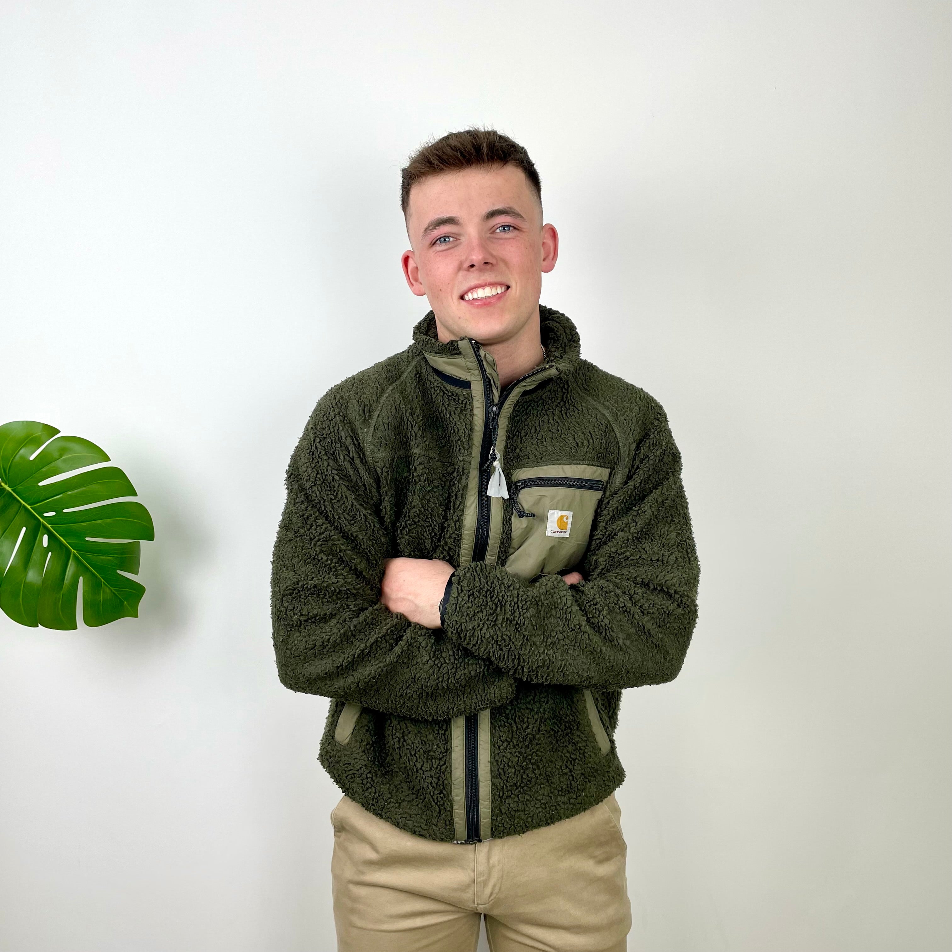 Carhartt Green Teddy Bear Sherpa Fleece Zip Up Jacket (M)