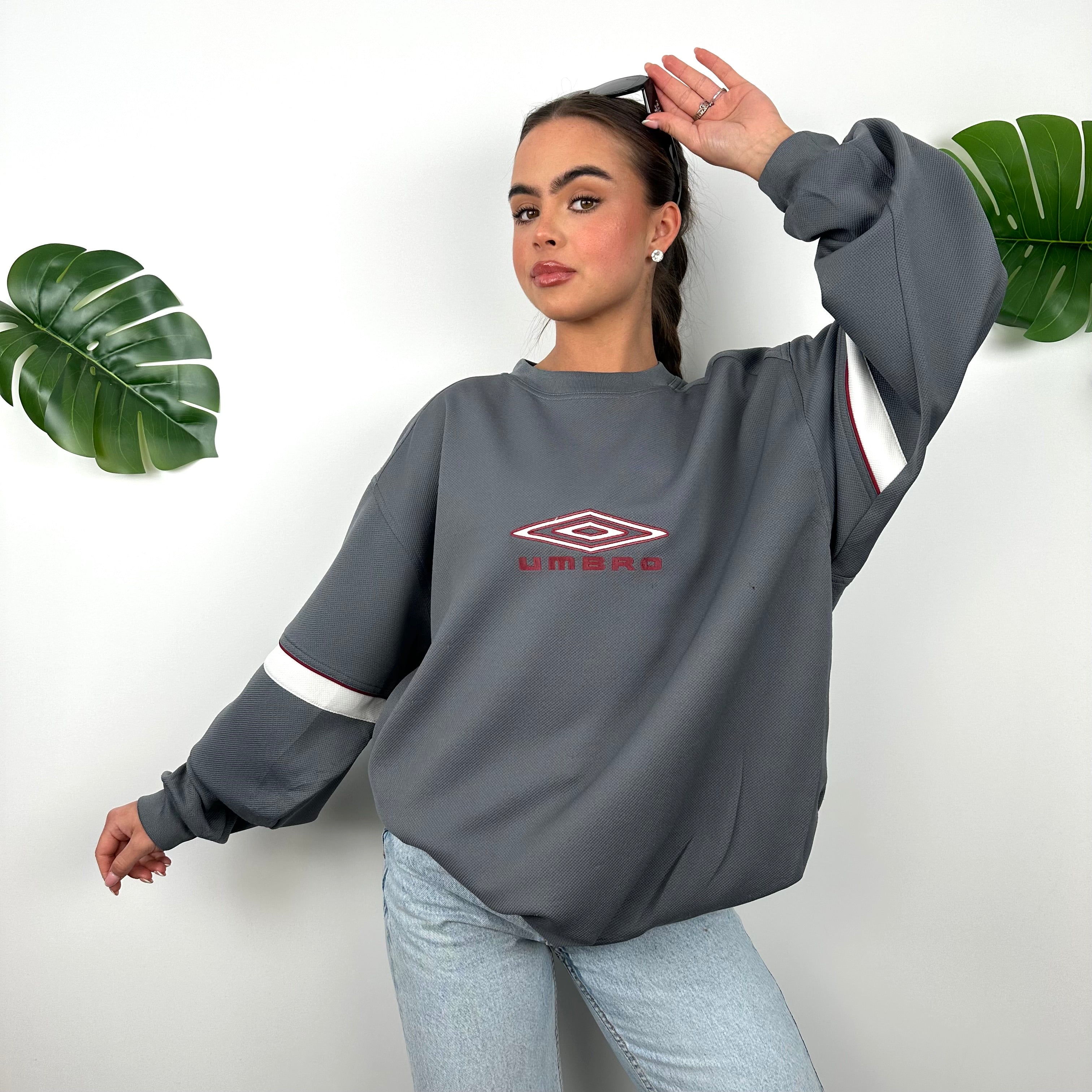 Umbro Grey Embroidered Spell Out Sweatshirt (XXL)