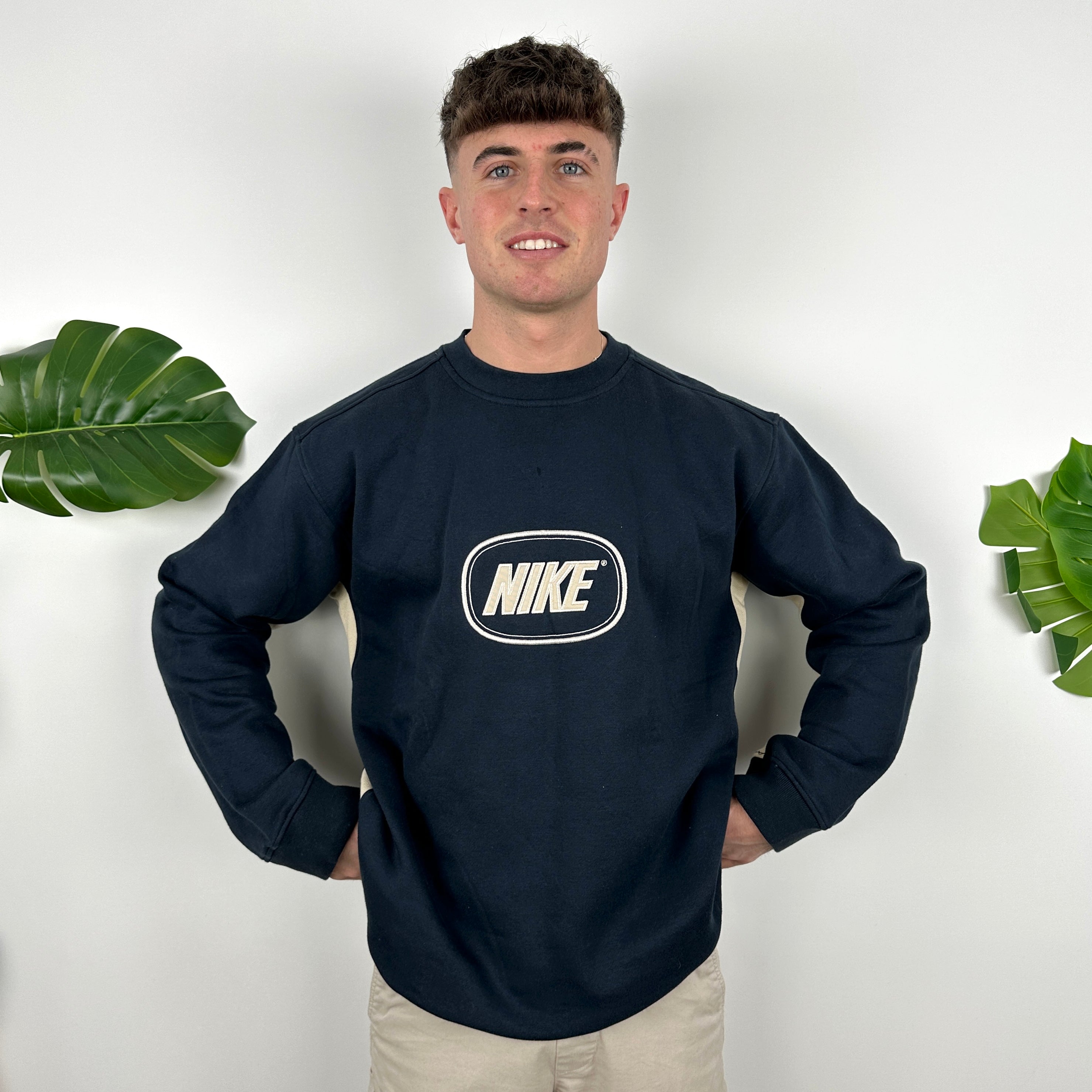 Nike Navy Embroidered Spell Out Sweatshirt (XL)