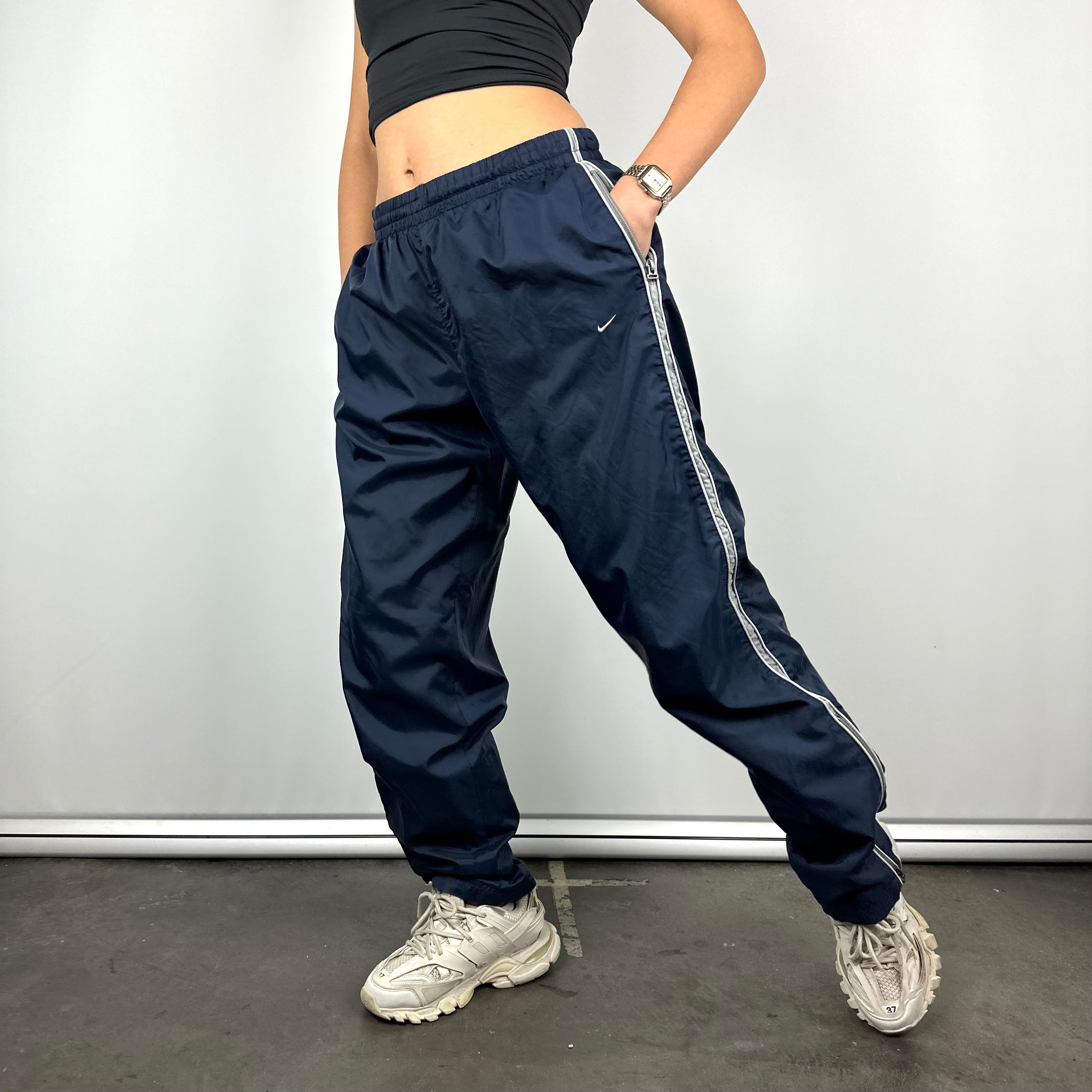 Nike Navy Embroidered Swoosh Track Pants (M)