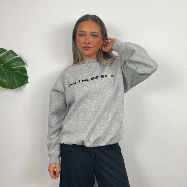 Nike Grey Embroidered Spell Out Sweatshirt (M)