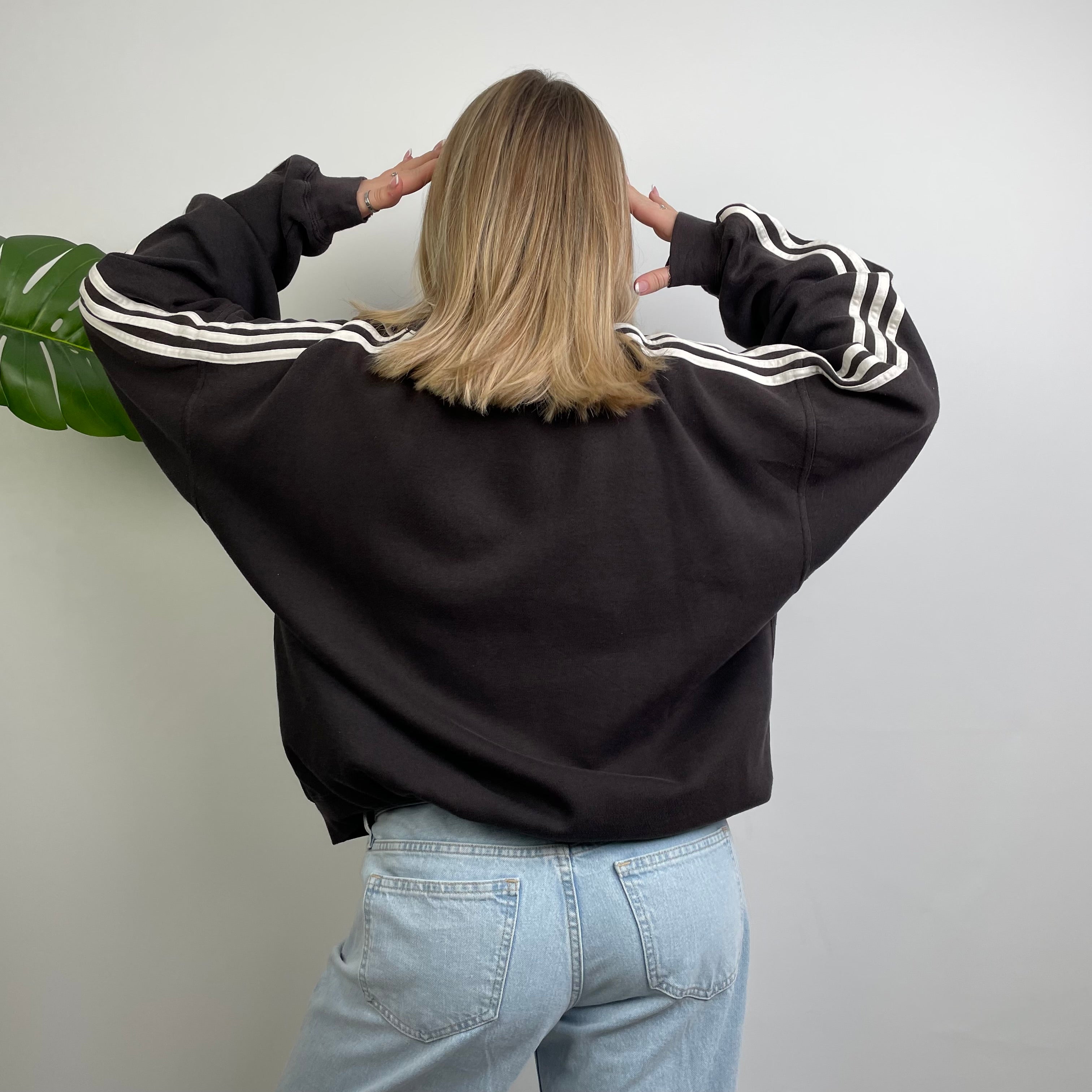 Adidas Black Embroidered Spell Out Sweatshirt (L)