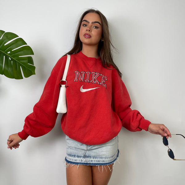 Nike Red Embroidered Spell Out Sweatshirt (L)