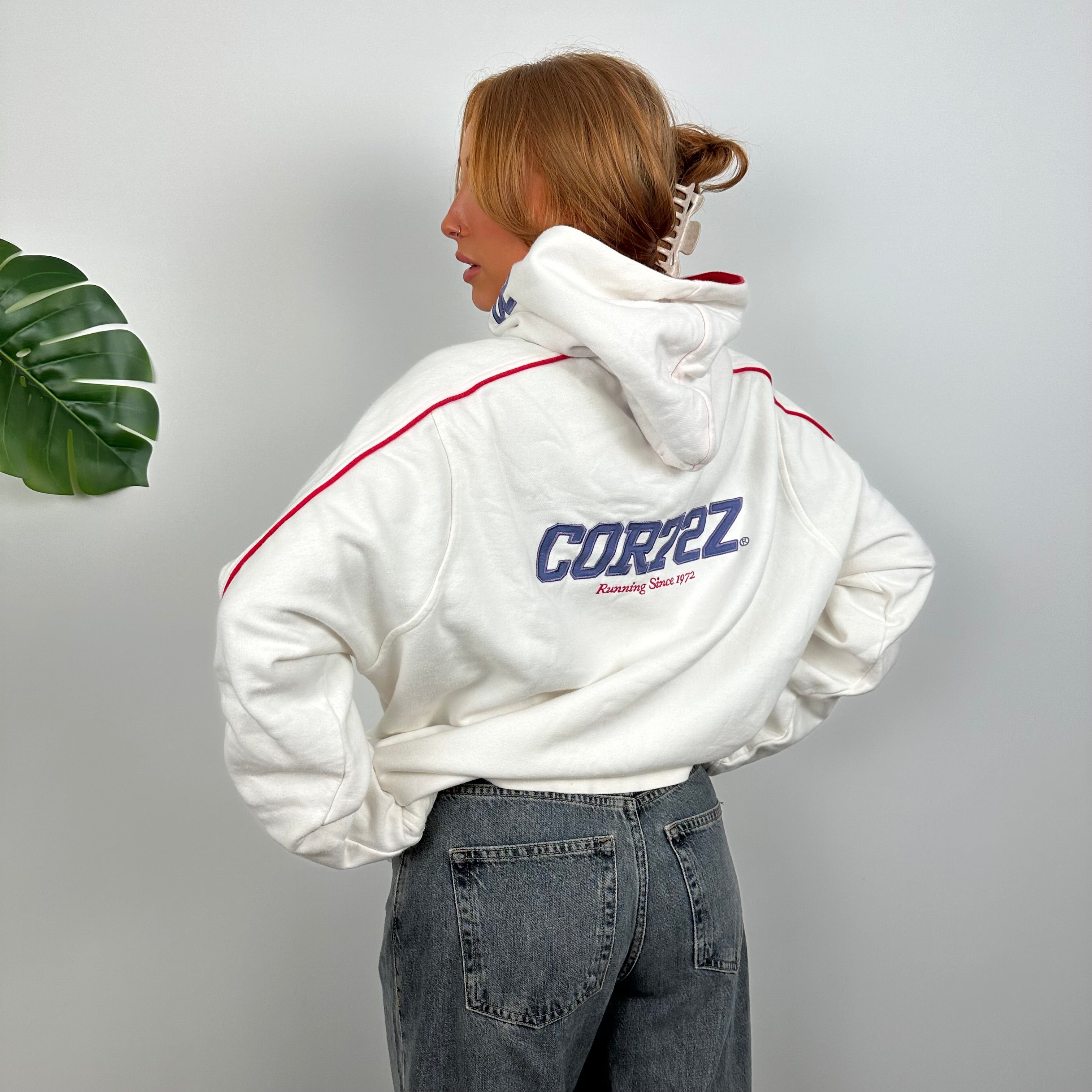 Nike Cortez White Embroidered Spell Out Hoodie (L)