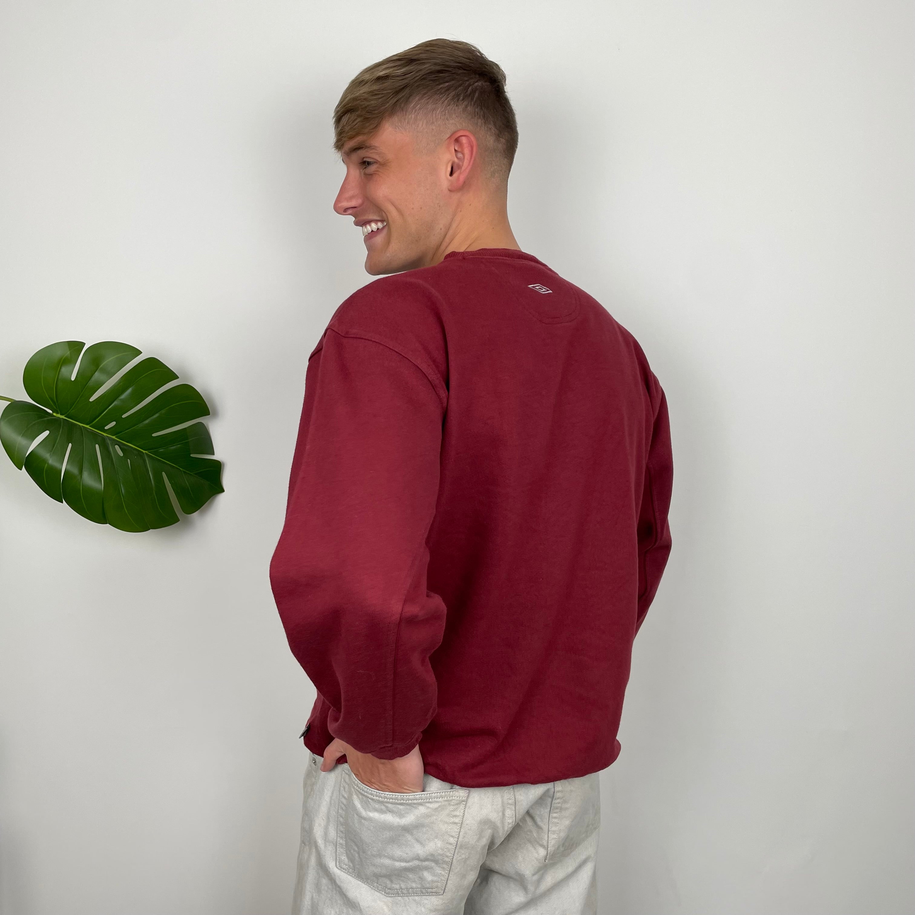 Umbro RARE Maroon Embroidered Spell Out Sweatshirt (L)