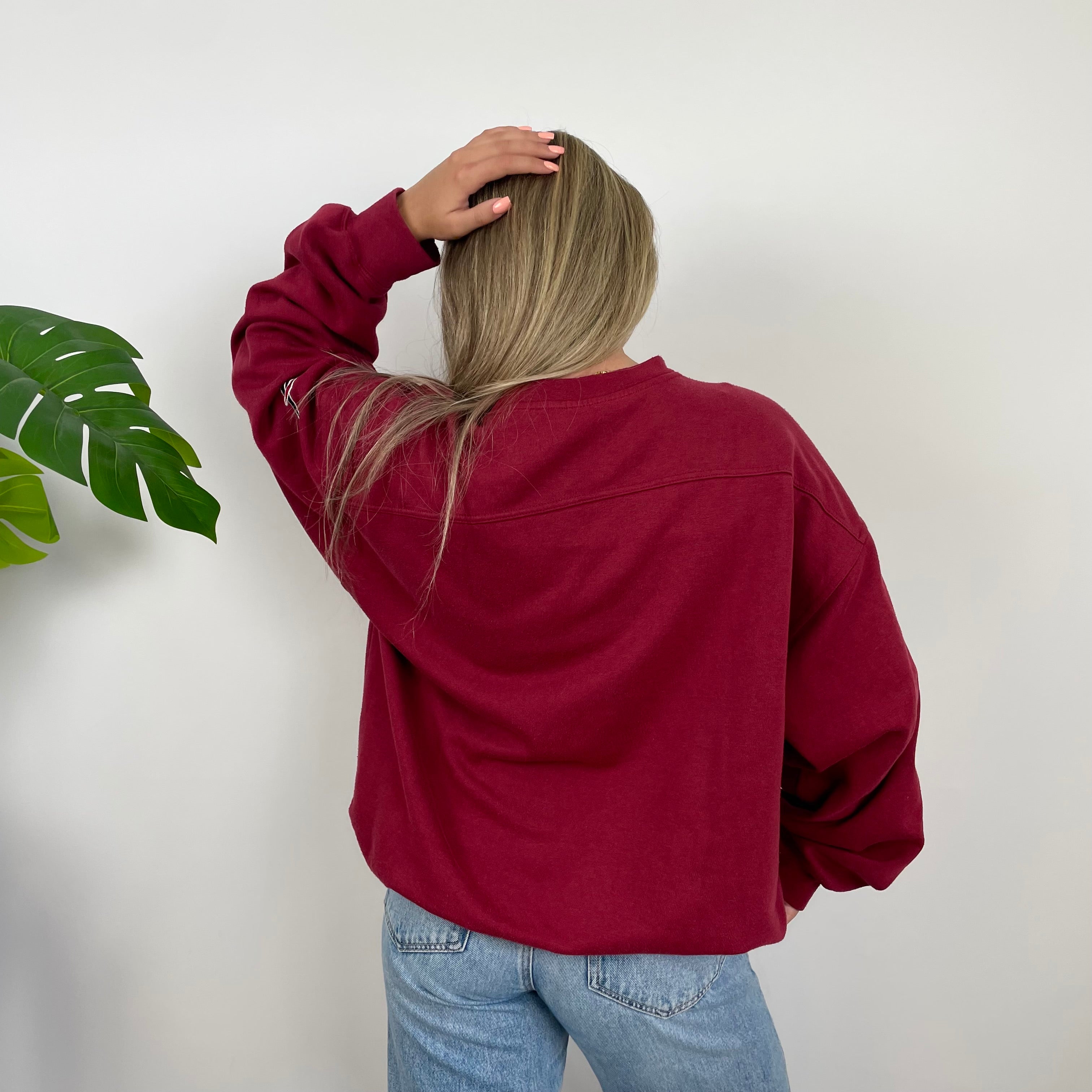 Reebok Red Embroidered Spell Out Sweatshirt (L)