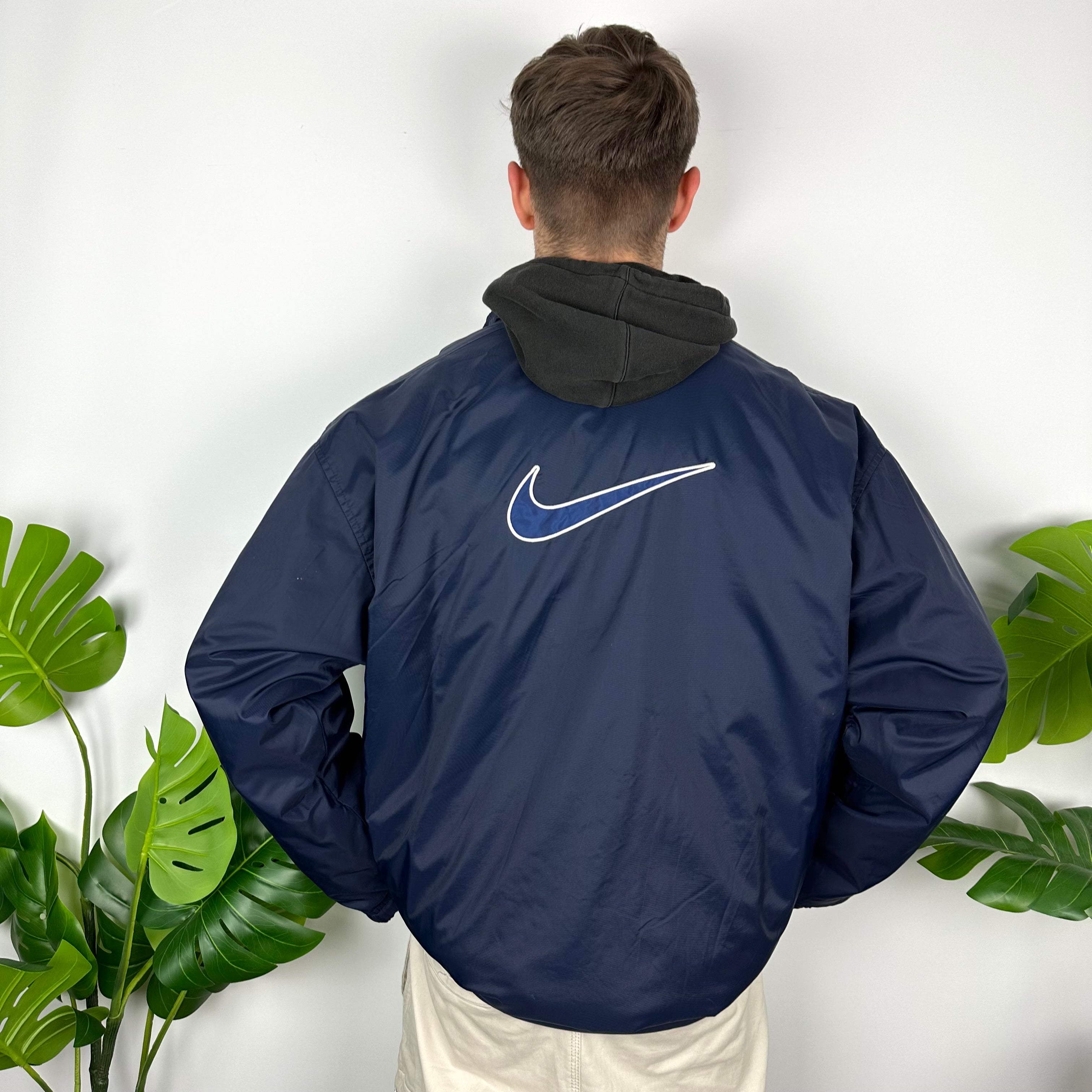 Nike Navy Embroidered Swoosh Padded Jacket (L)