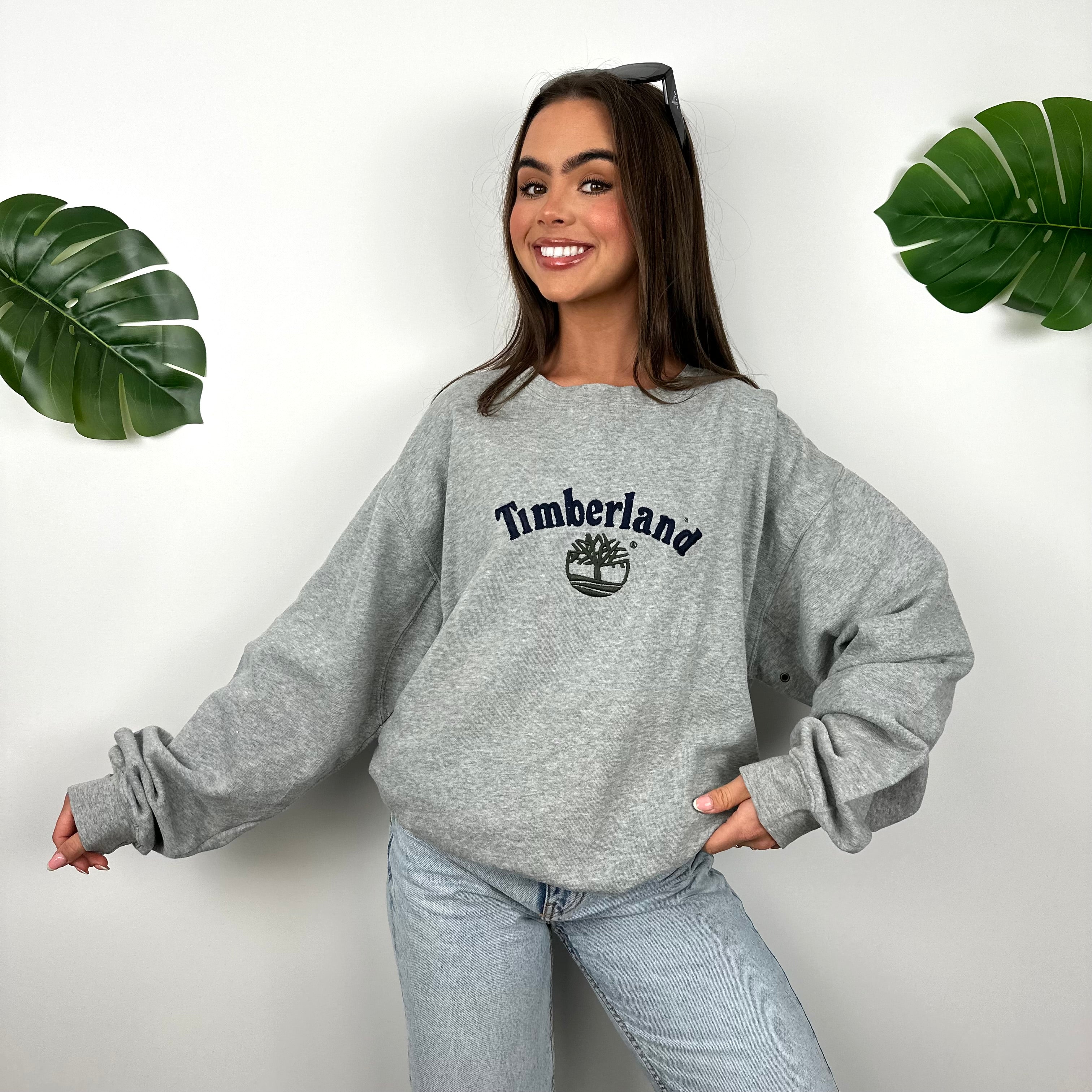 Timberland Grey Embroidered Spell Out Sweatshirt (L)