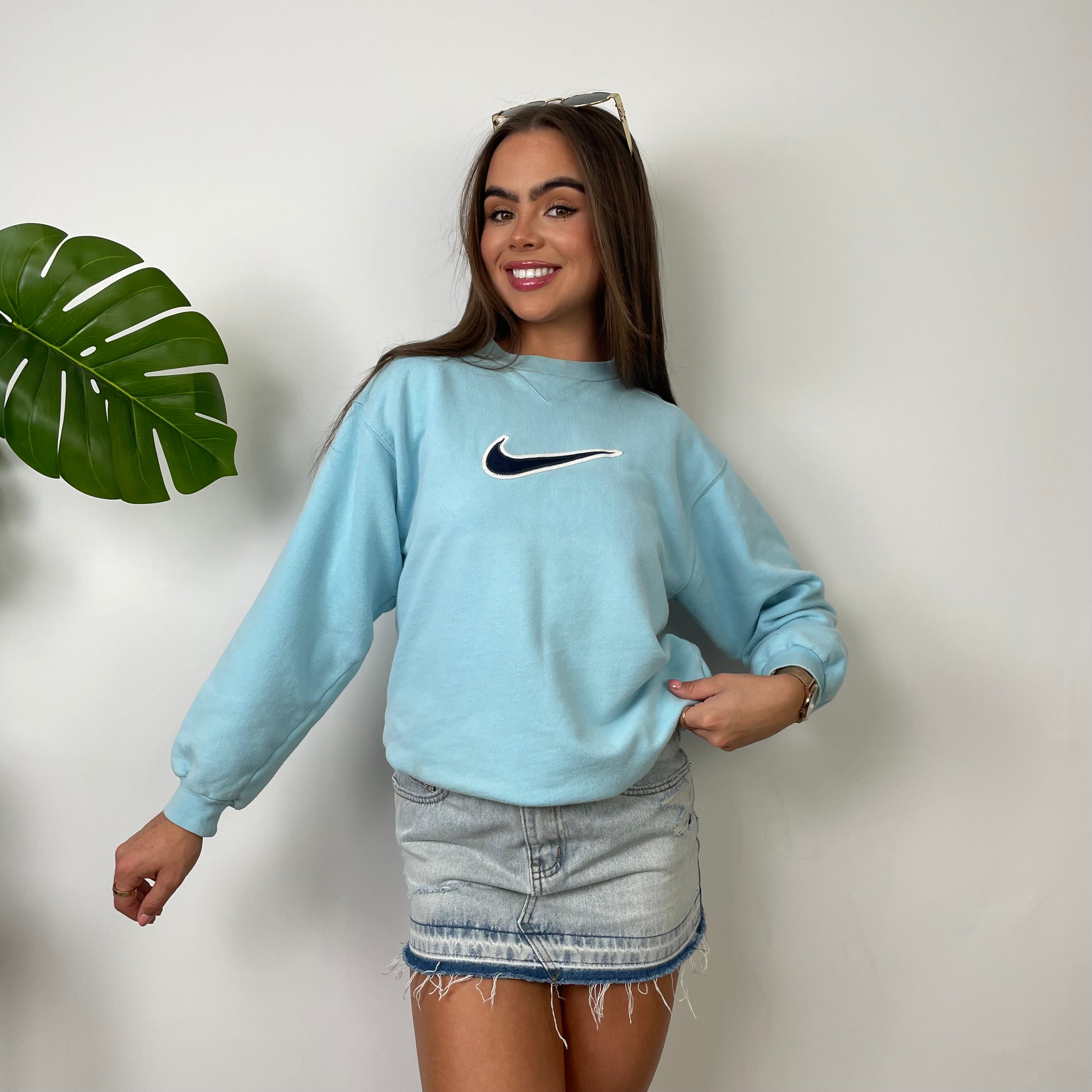 Nike Baby Blue Embroidered Swoosh Sweatshirt (S)