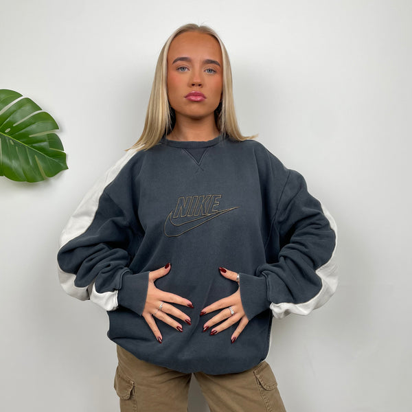 Nike RARE Black Embroidered Spell Out Sweatshirt (XXL)