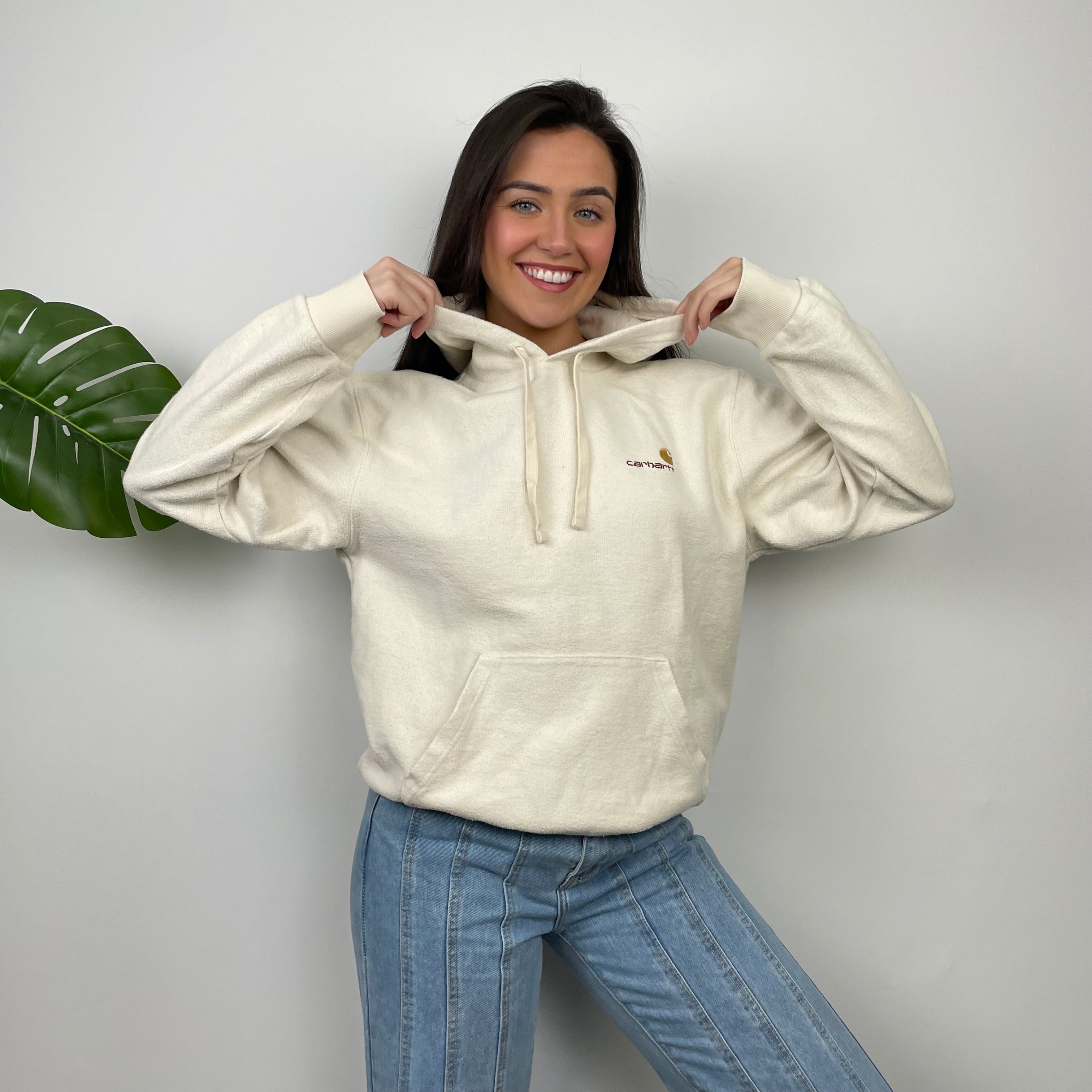 Carhartt Cream Embroidered Logo Hoodie (M)